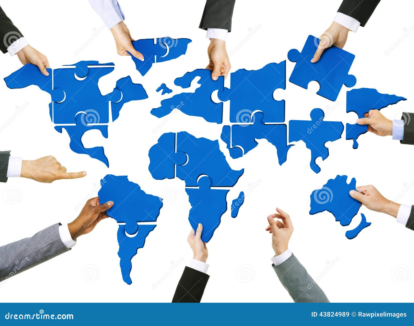business people's hands with cartography puzzle