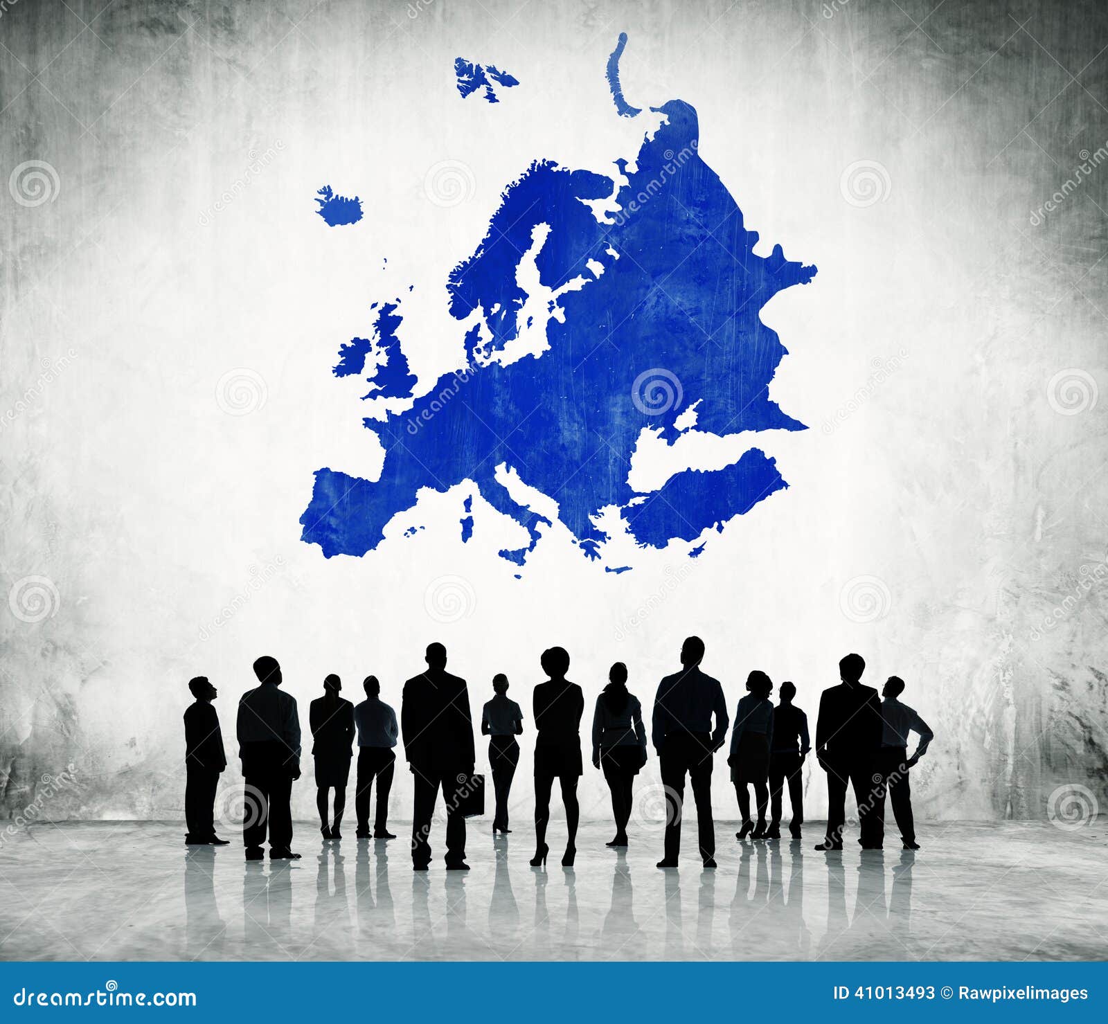business people standing with blue europe cartography