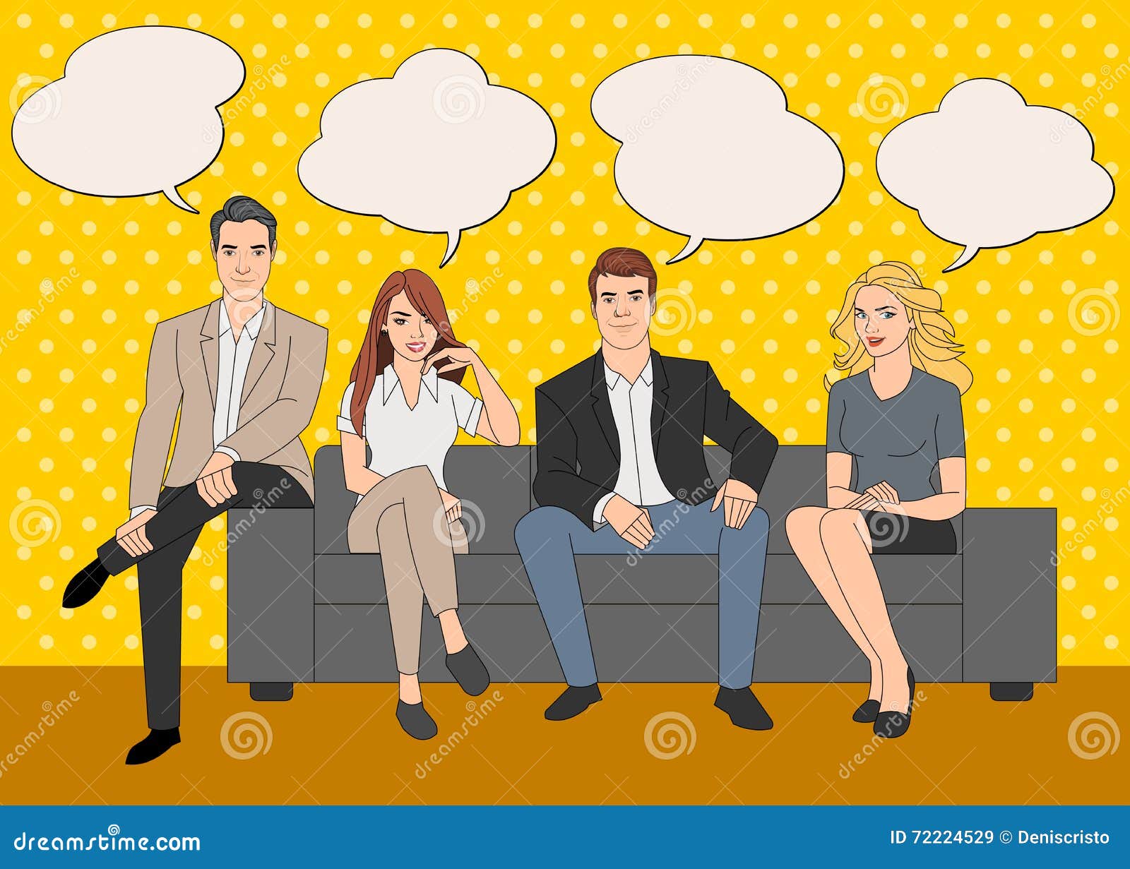 Business People Talking Seated on a Sofa Stock Vector Illustration of
