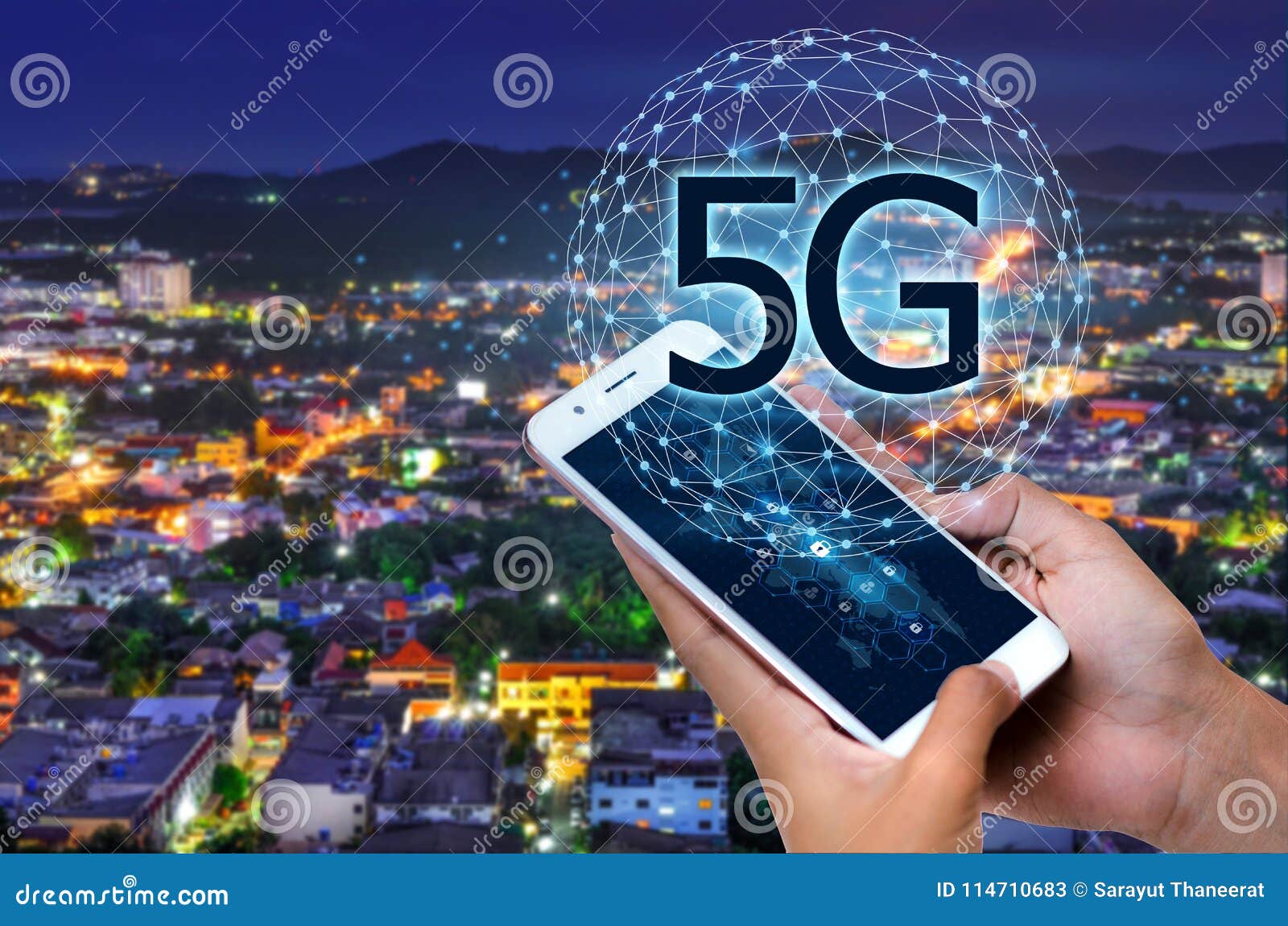 business people use global communication phones in the 5g system