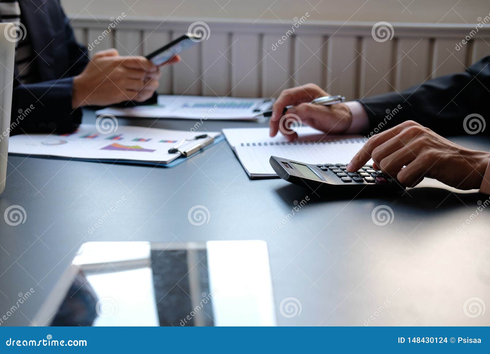 Business People Working with Calculator Document. Financial Advisor