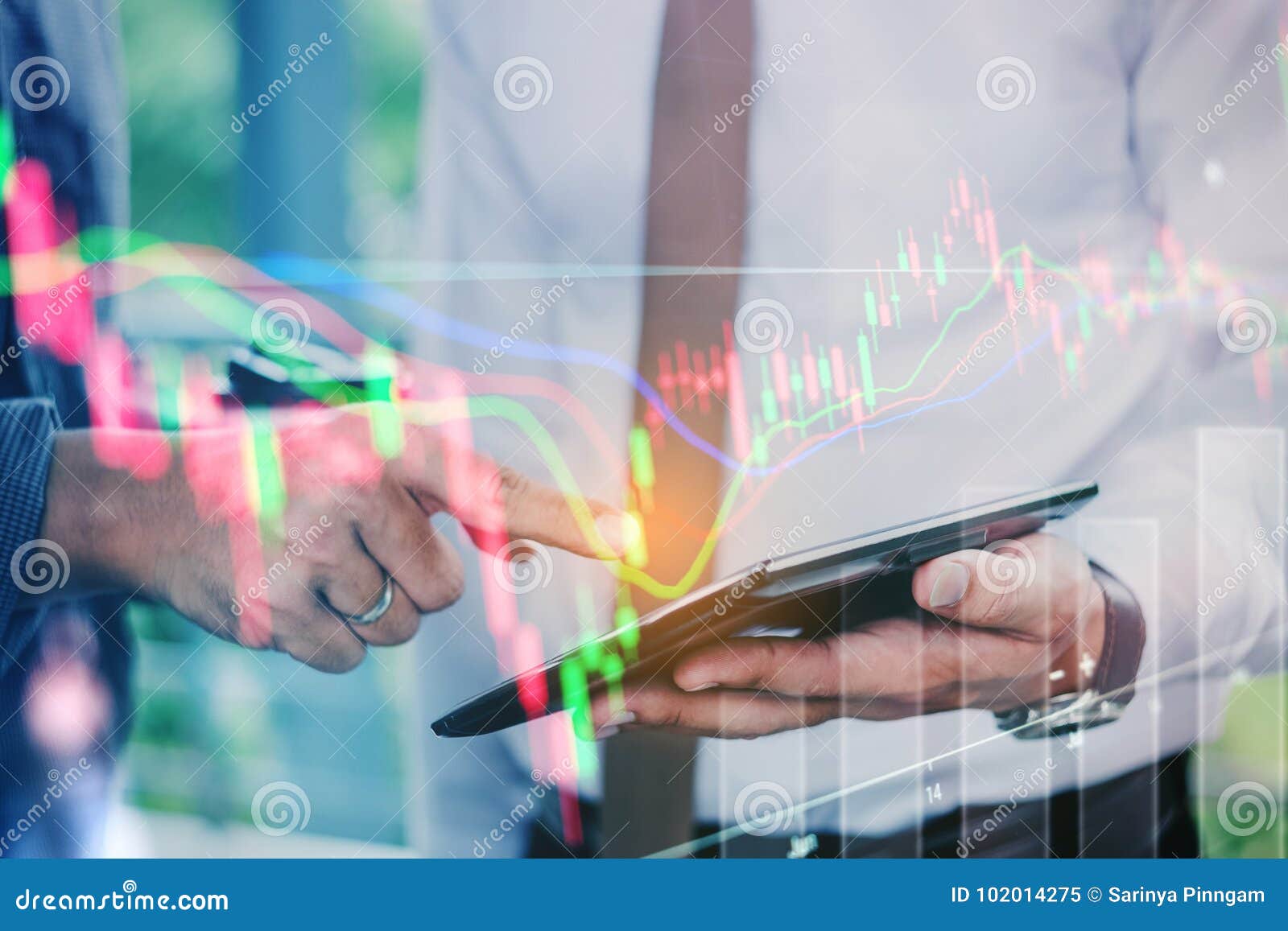 business people working on digital tablet stock market exchange