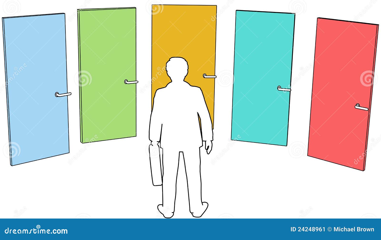 Business Person Choose Doors Choices Decision Stock Vector