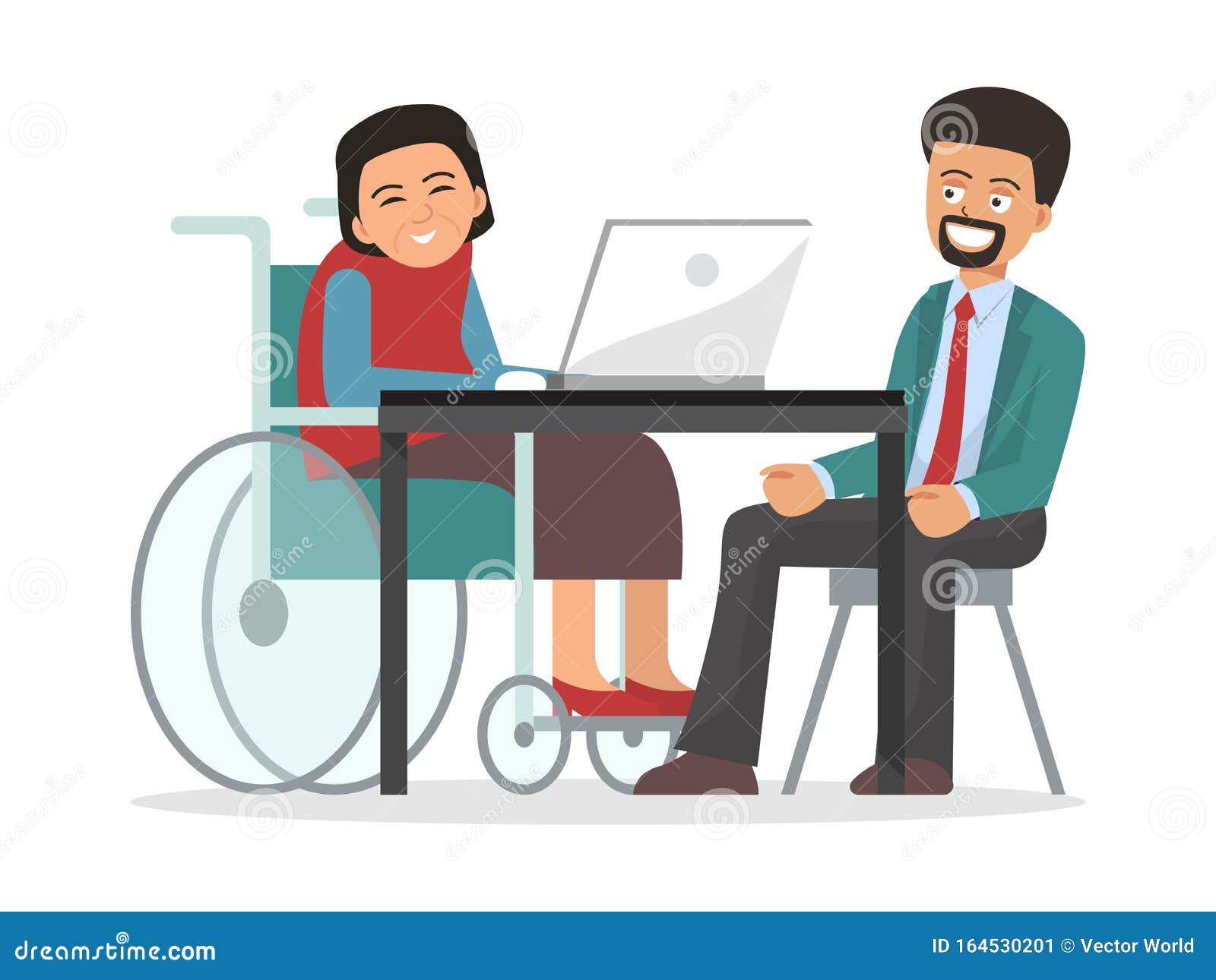 Business Person Disabled On Wheelchair Working At Office Desk