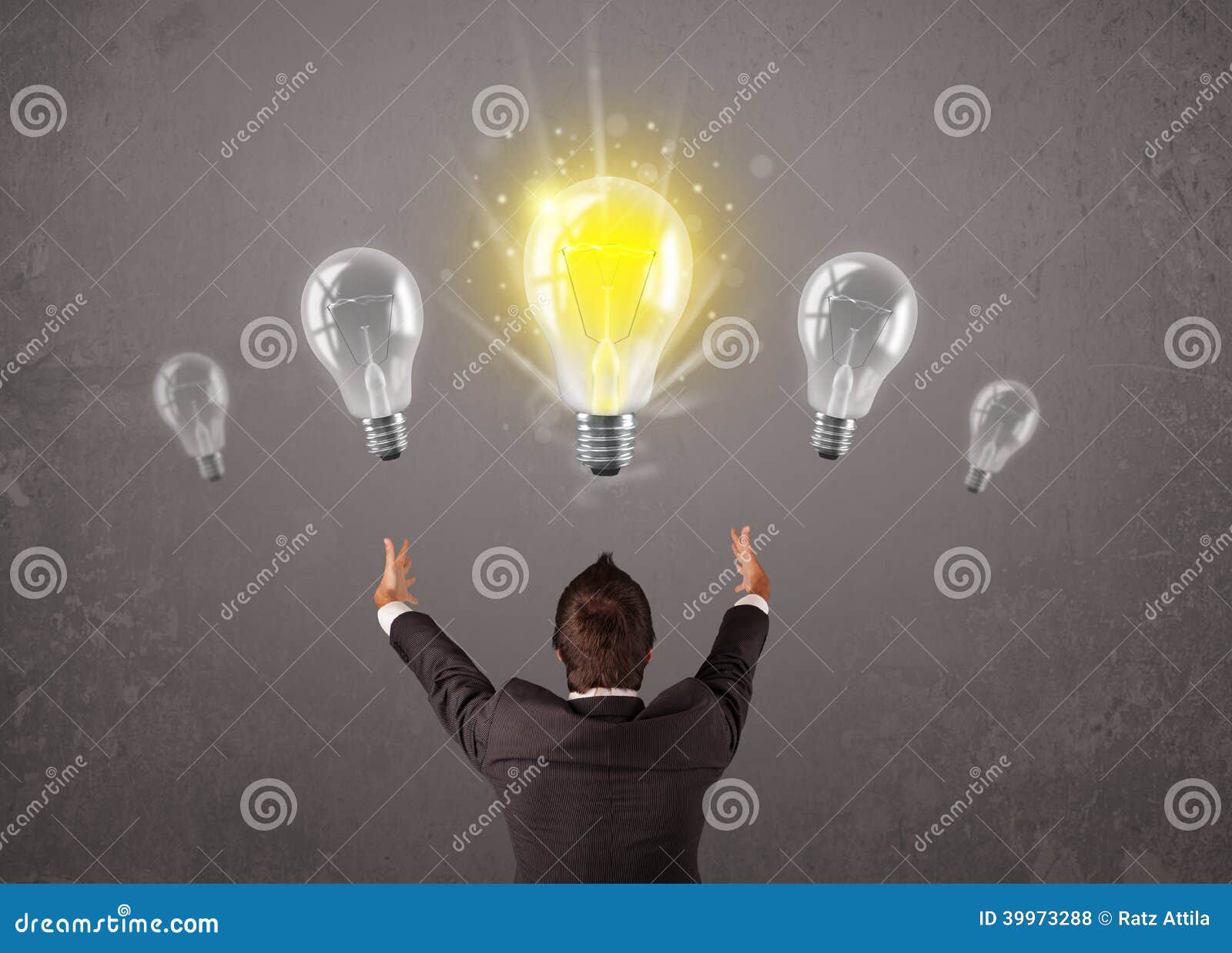 Business Person Having an Idea Light Bulb Concept Stock Photo Image