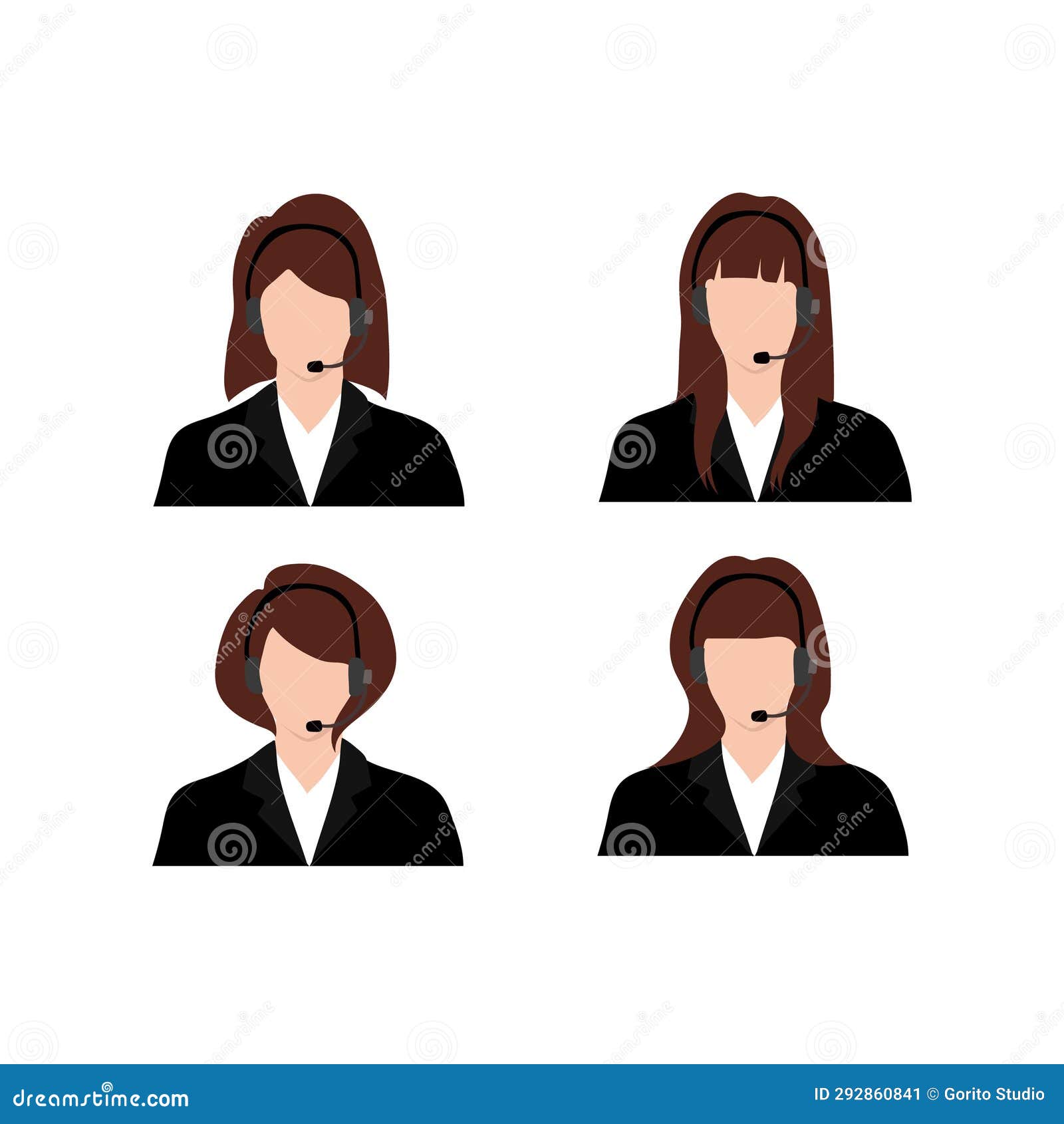 business person icon set business woman set female costumer service