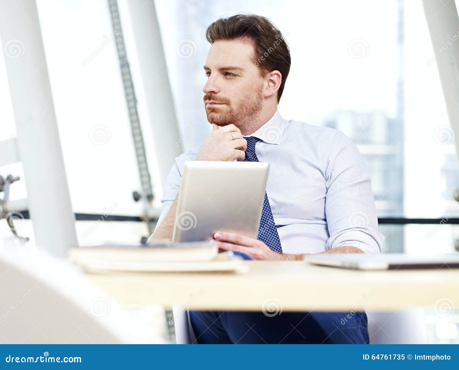 Business Person Thinking In Office Stock Photo - Image ...