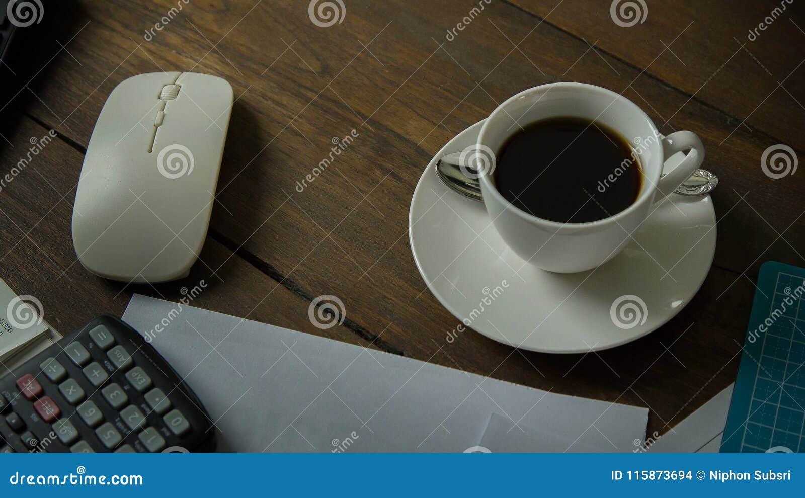 Business Person Working On Wood Table Flat Lay Background ...