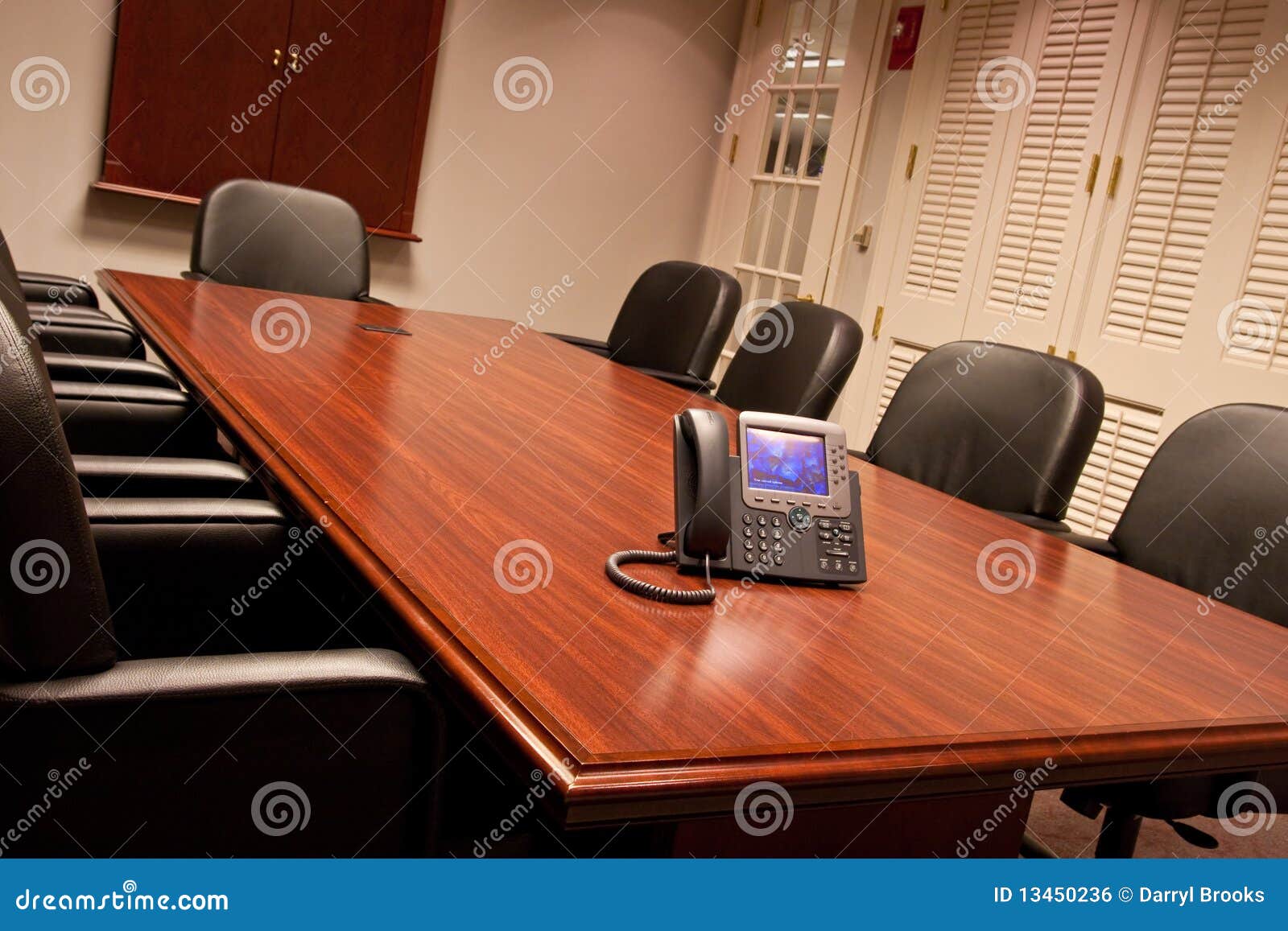 Business Phone on Conference Table Angled Stock Photo - Image of