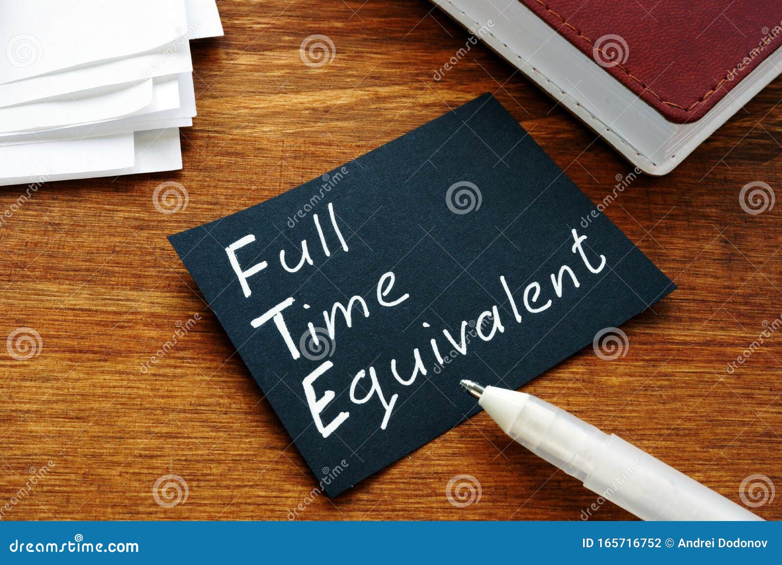 business photo shows printed text full time equivalent
