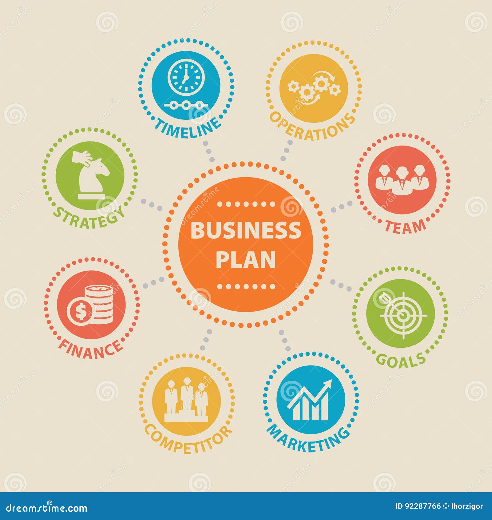 Business Plan. Concept with Icons. Stock Vector Illustration of