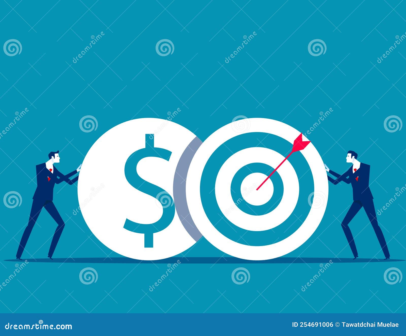Business Plan and Target. Business Pushing Coin and Target Stock Vector
