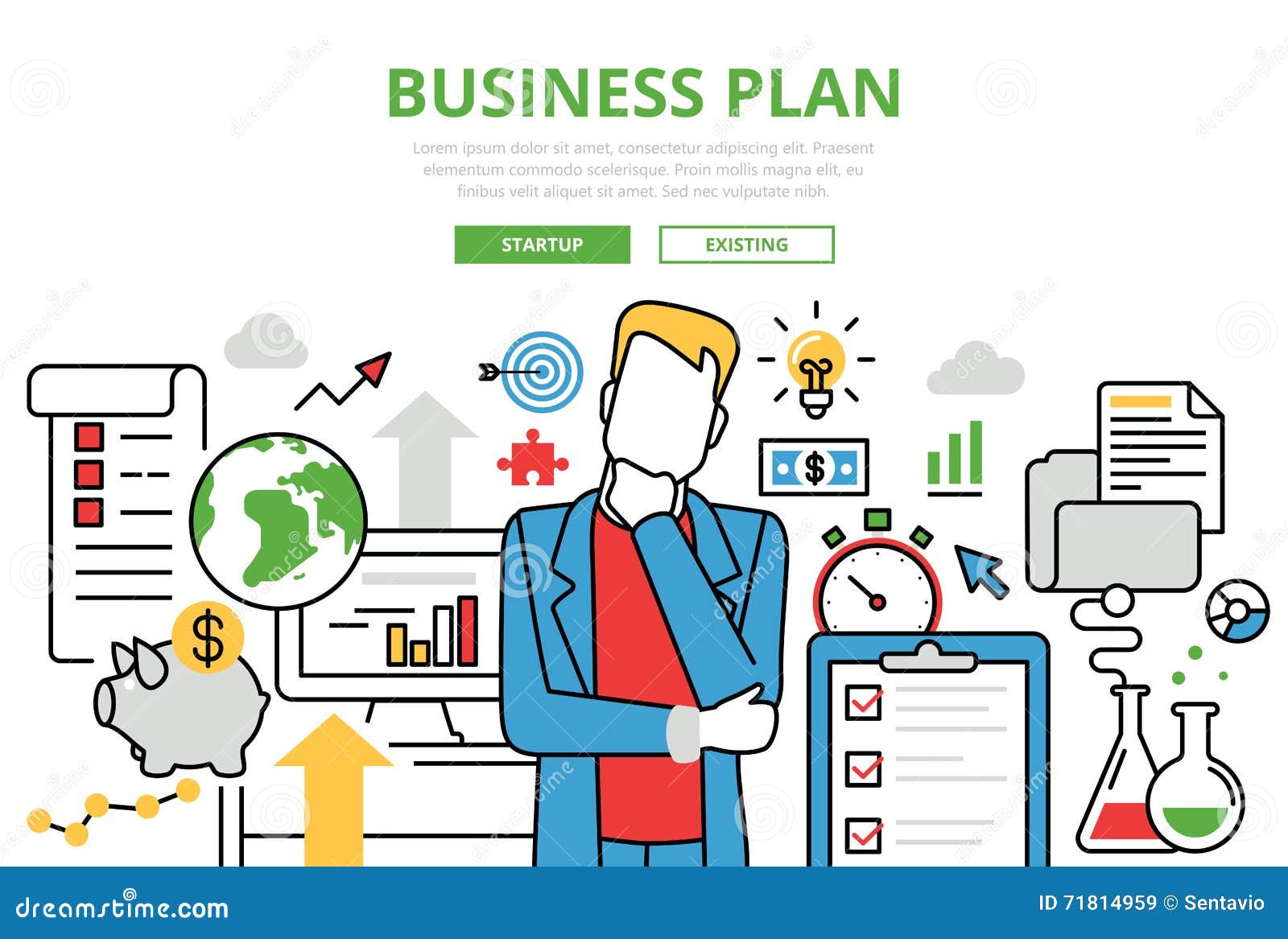 Business Plan Vector Flat Line Art Infographics Banner ... Business Plan Vector Flat Line Art Infographics Banner ...