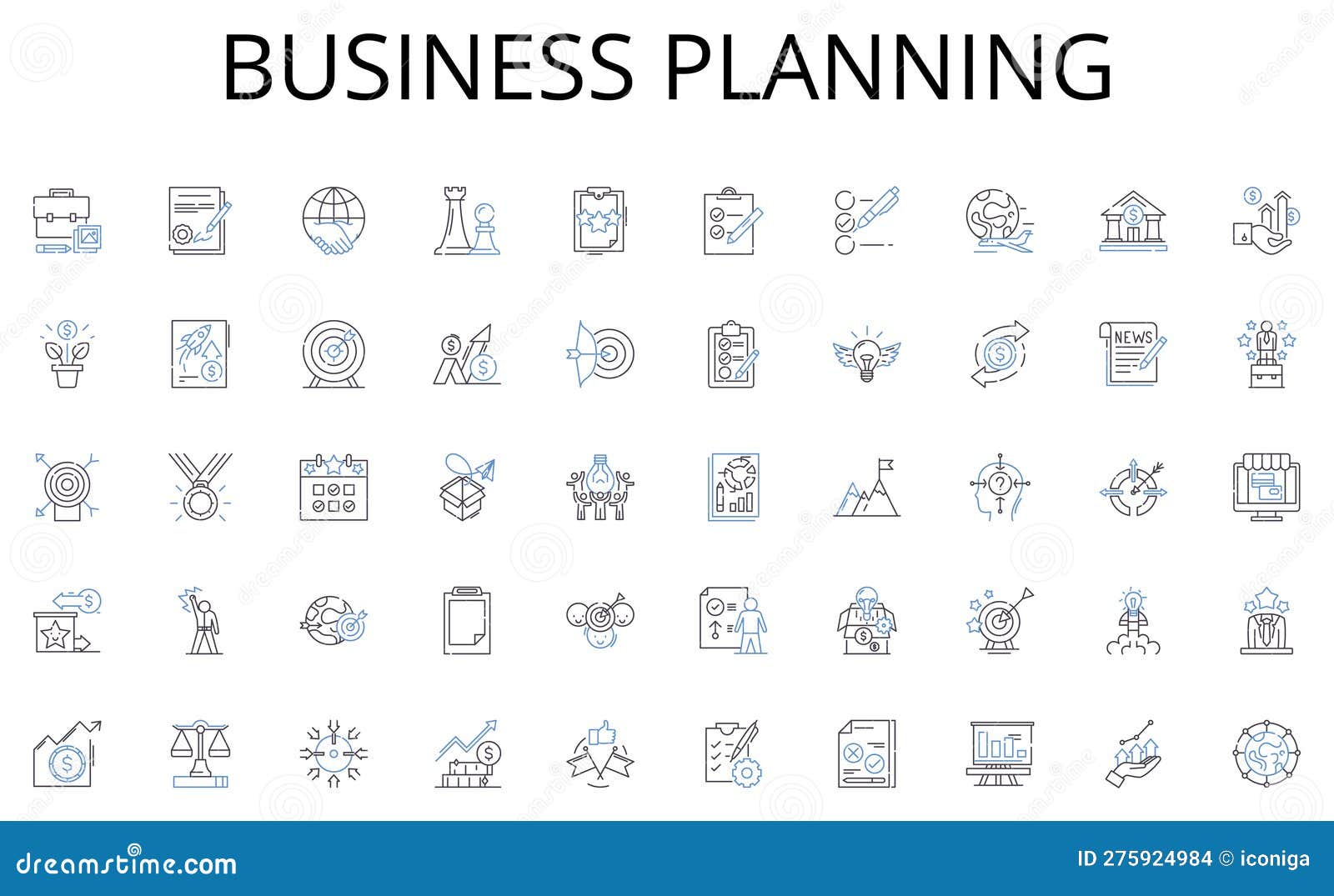 Business Planning Line Icons Collection. Beginning, Initiation, Start