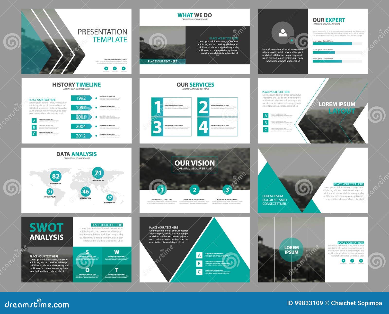 business presentation infographic s template set, annual report corporate horizontal brochure 