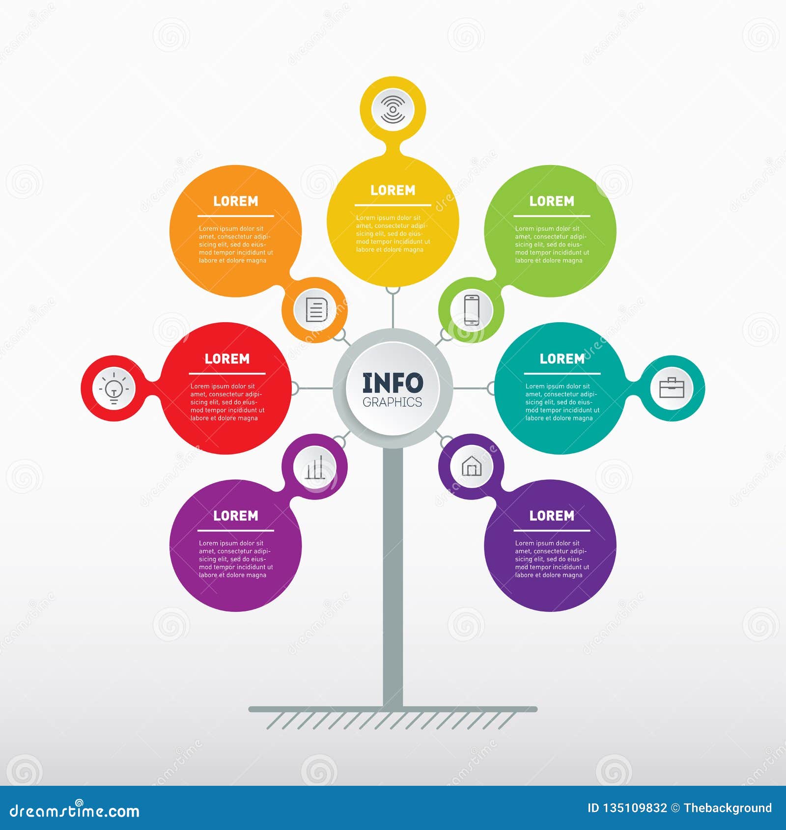 business presentation or infographics concept with 7 points. web template of tree, info chart or diagram.  info graphic of