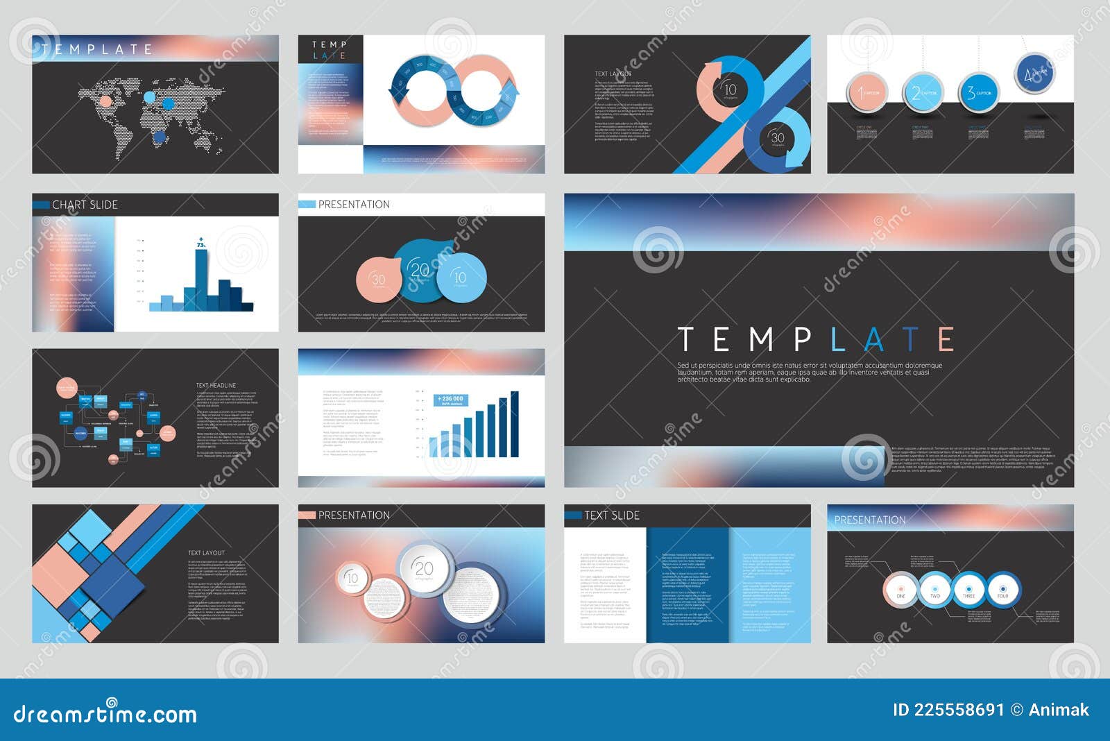Business Presentation Template Set. Keynote, Powerpoint Background Stock  Vector - Illustration of brochure, element: 225558691