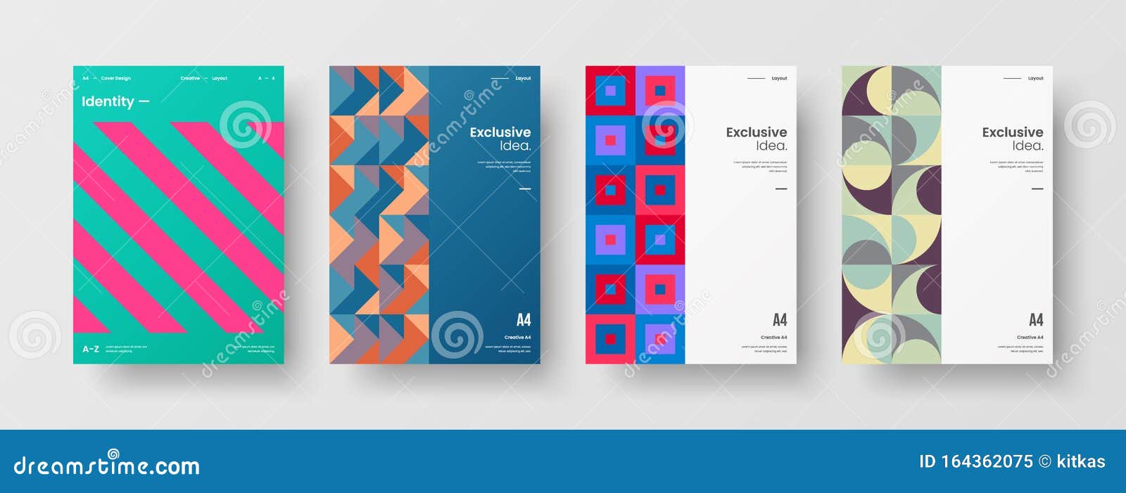 business presentation  a4 front page mock up set. corporate report cover abstract geometric  layout bundle.