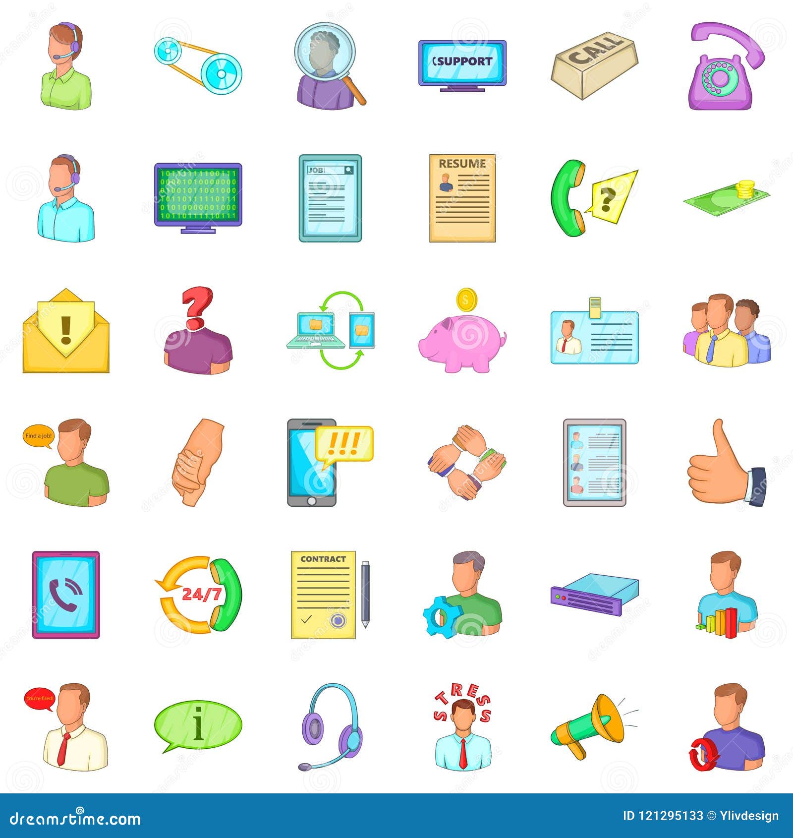 Business Process Icons Set, Cartoon Style Stock Vector - Illustration