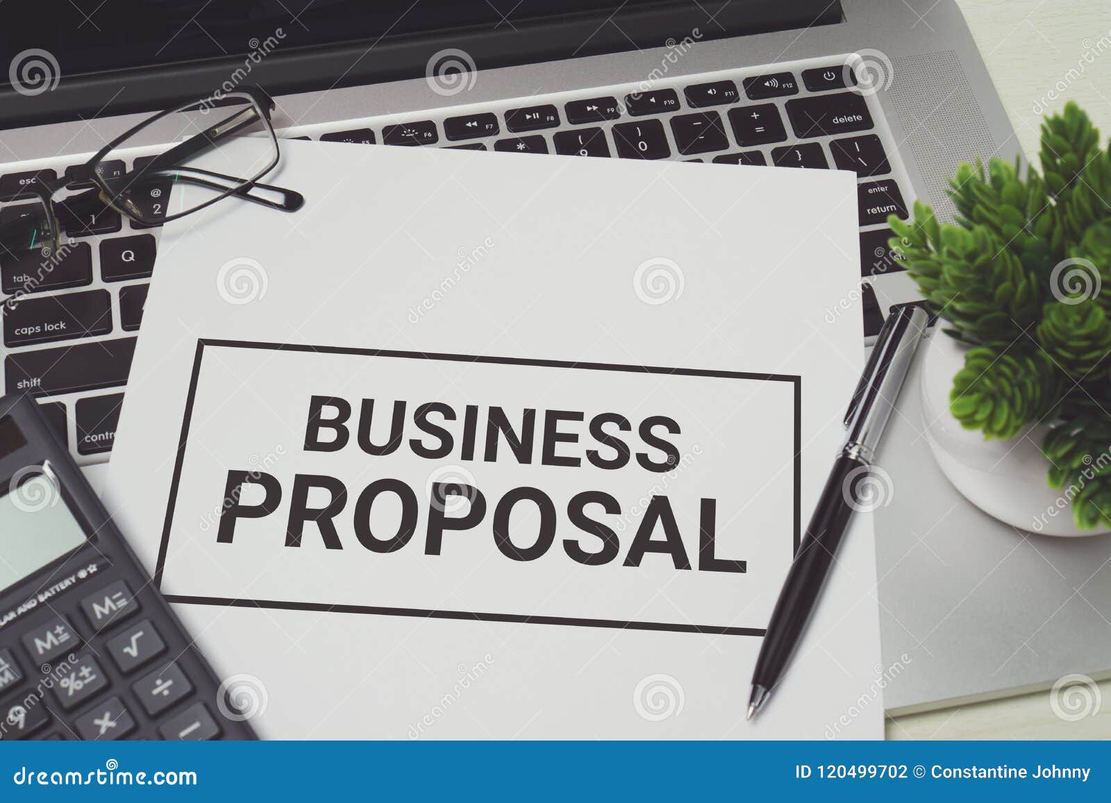 business proposal on white paper.