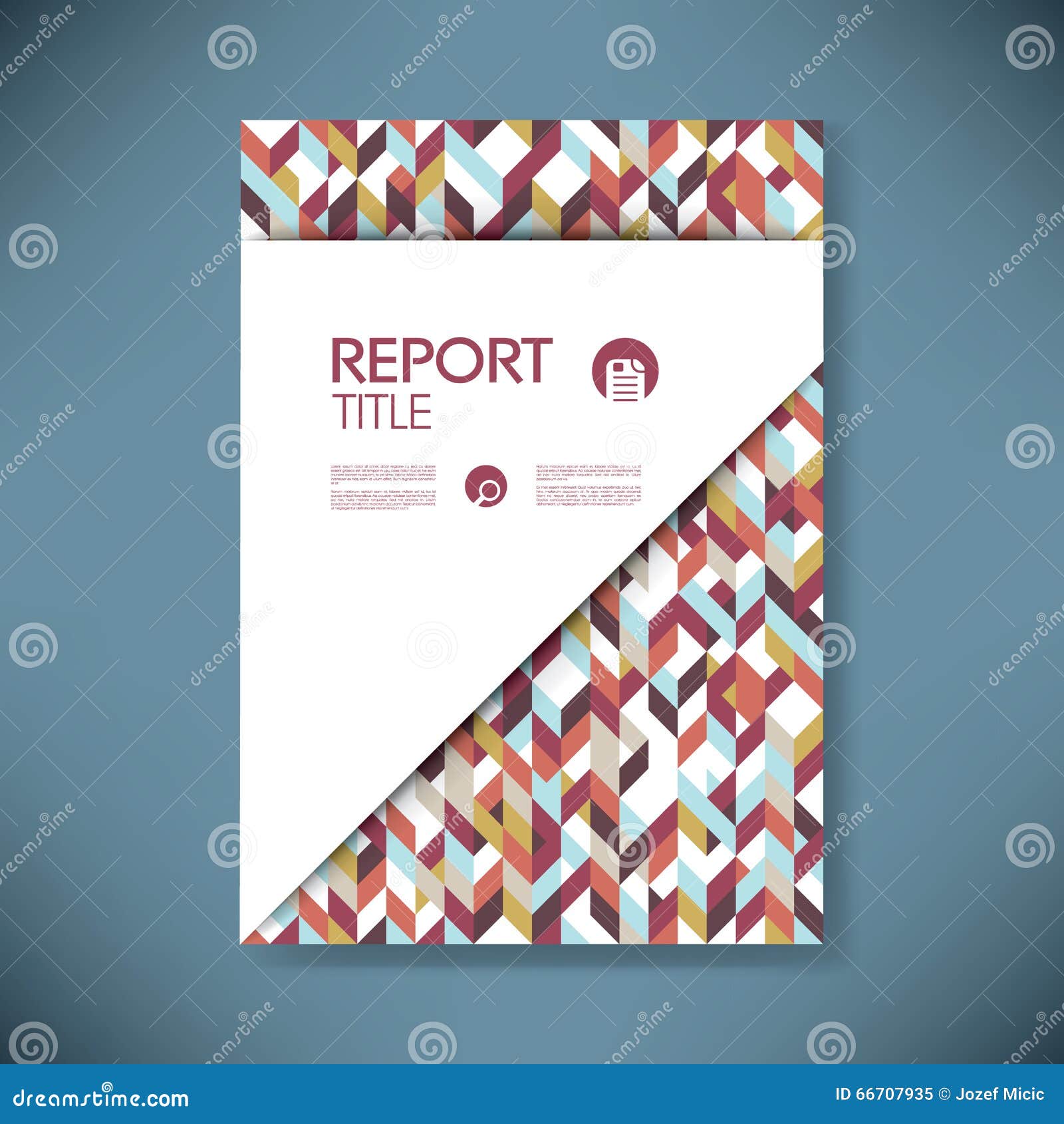 Business Report Cover with Low Poly Bohemian Design Vector Background. Paper Document for