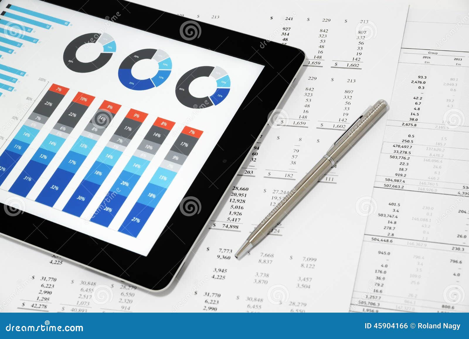 Business Report on Digital Tablet Stock Photo Image of laptop