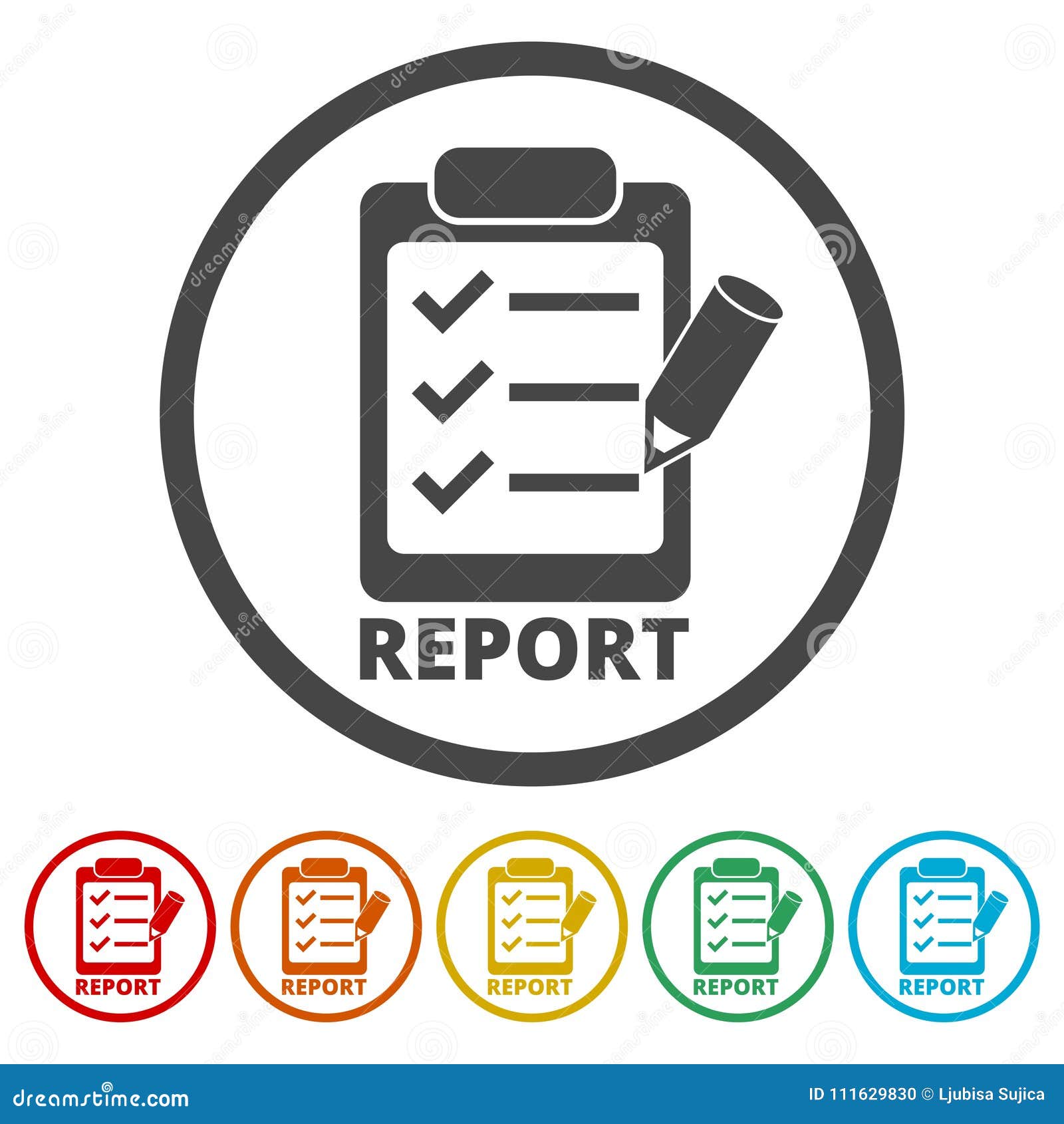 Business Report Icon, 6 Colors Included Stock Vector ...