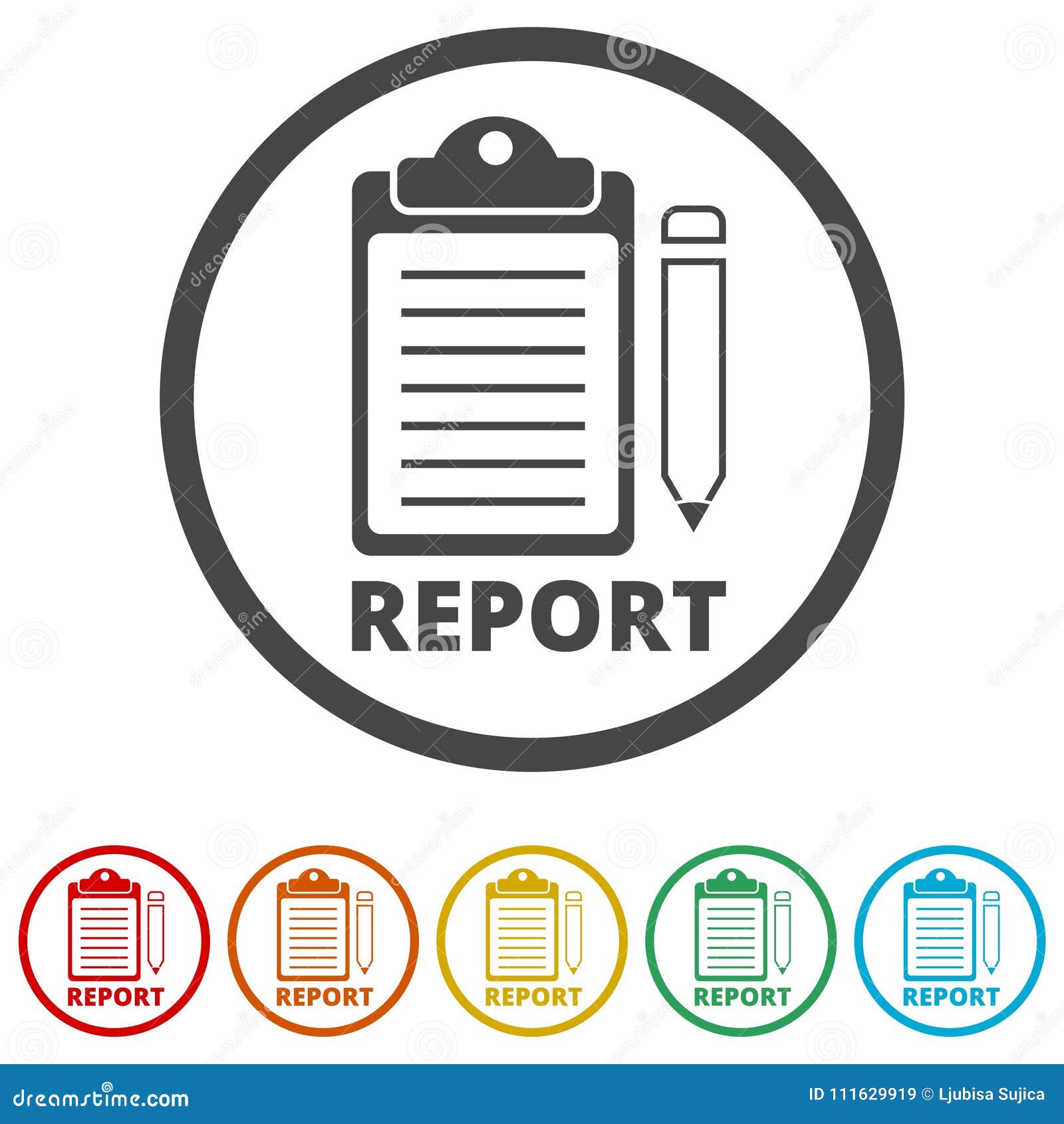 Business Report Icon, 6 Colors Included Stock Vector ...