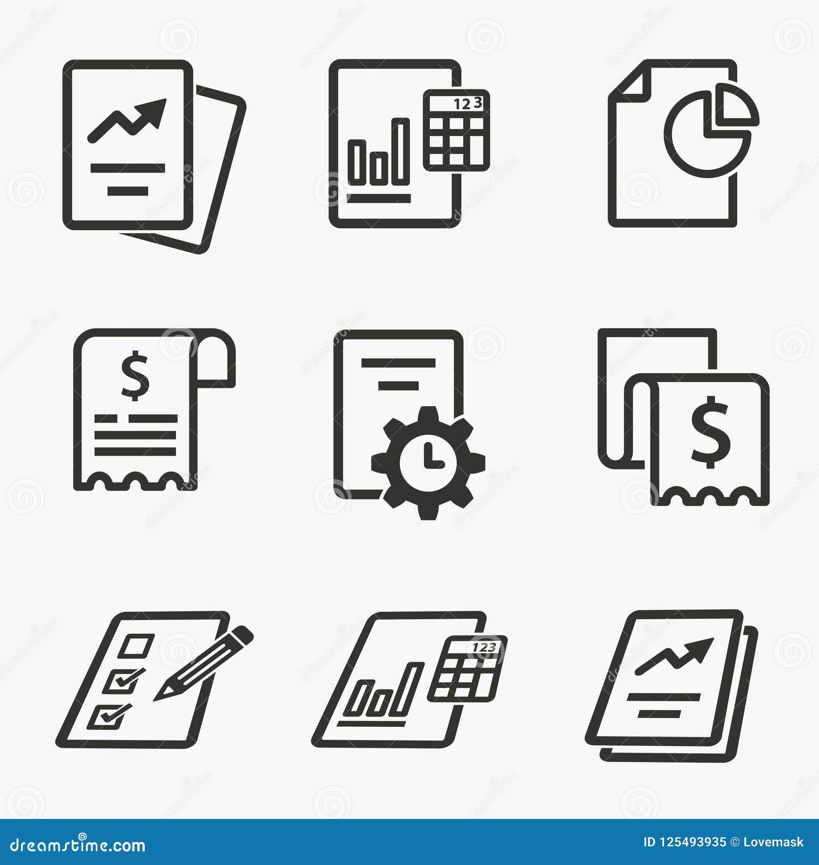 Business Report Icon Set. Illustrations Isolated On White ...
