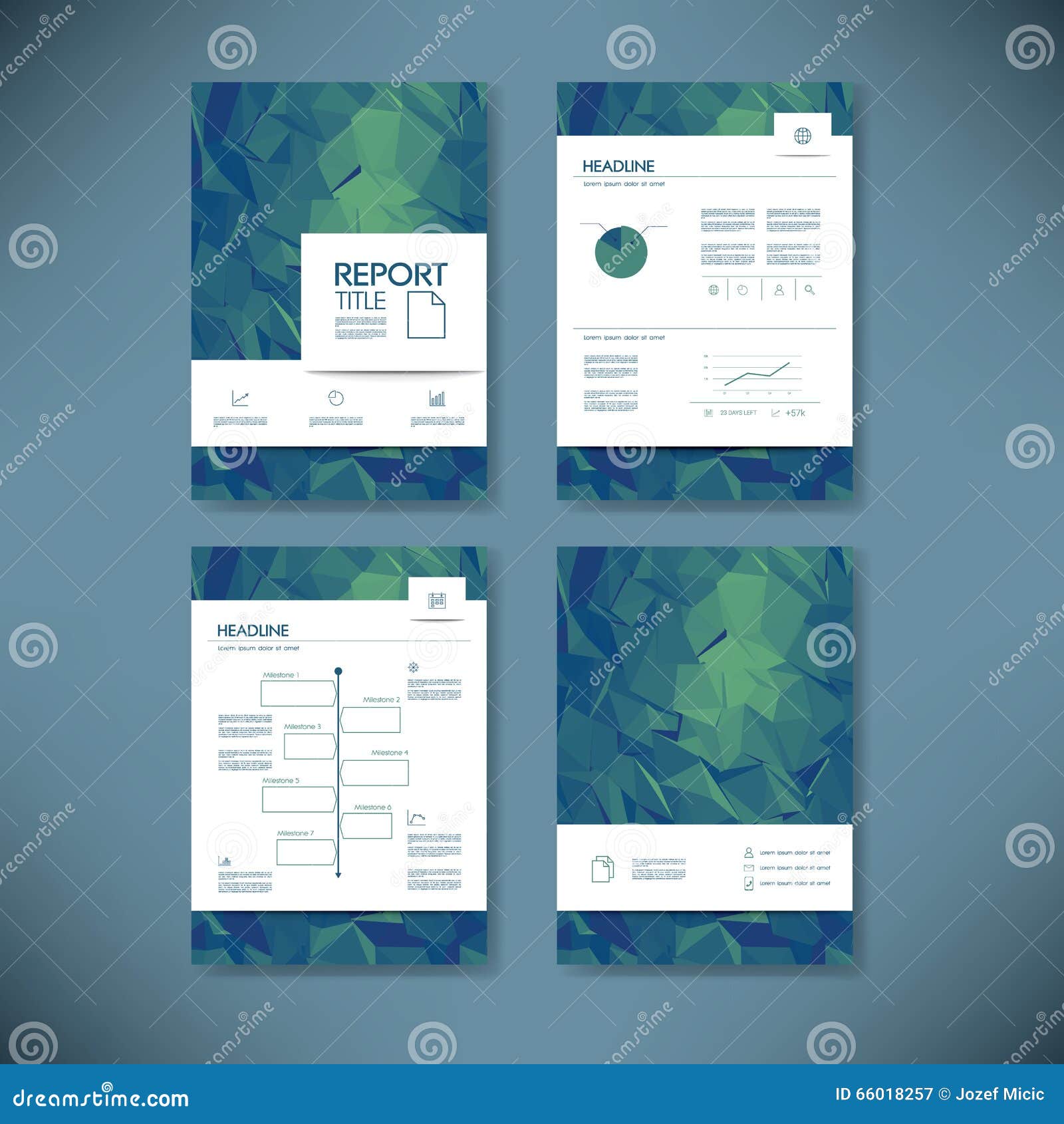 Business Report Template with Low Poly Background. Project Within Project Analysis Report Template