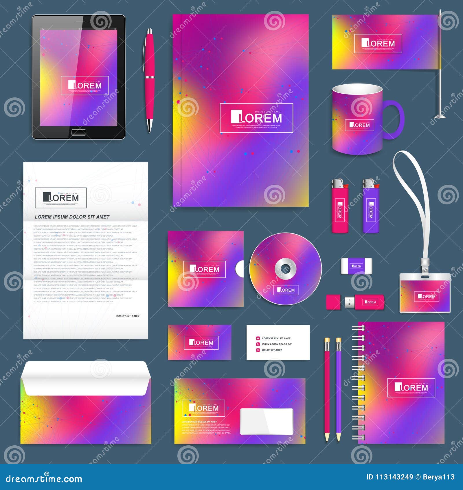 Download Business Set Of Vector Corporate Identity Template. Modern Stationery Mock-up. Abstract Fluid 3d ...