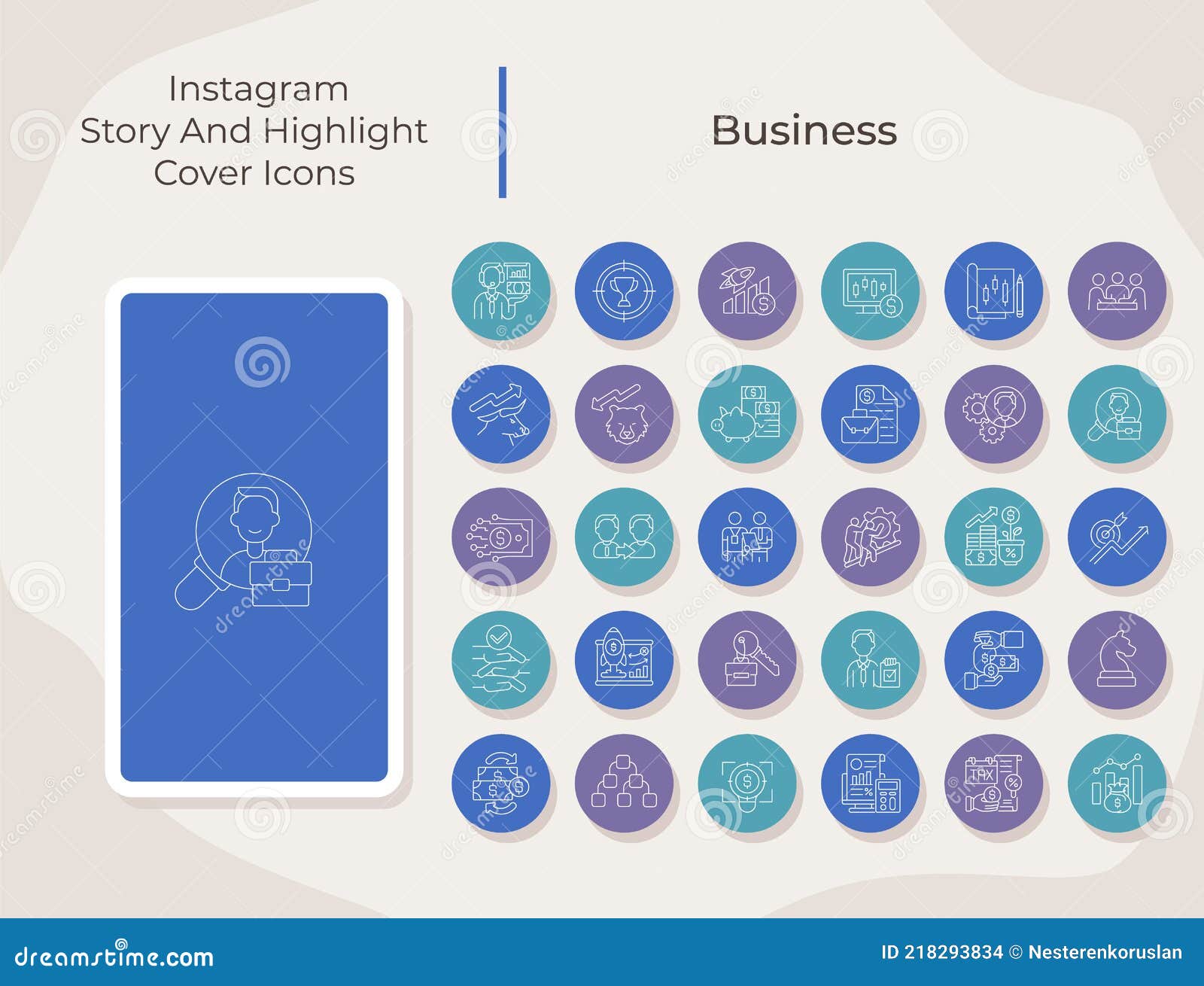 business social media story and highlight cover icons set