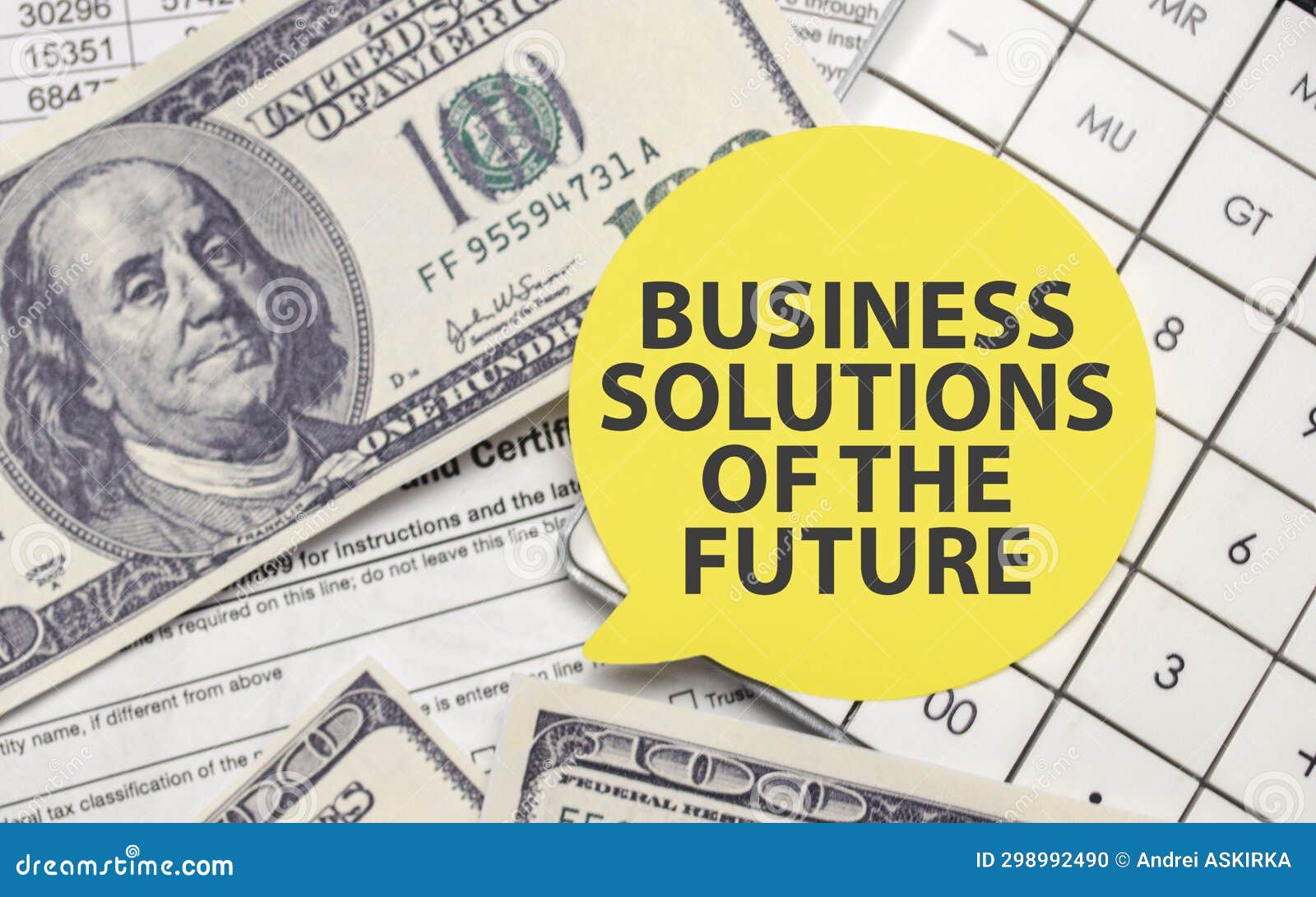 Business Solutions of the Future on Yellow Sticker with Pen and
