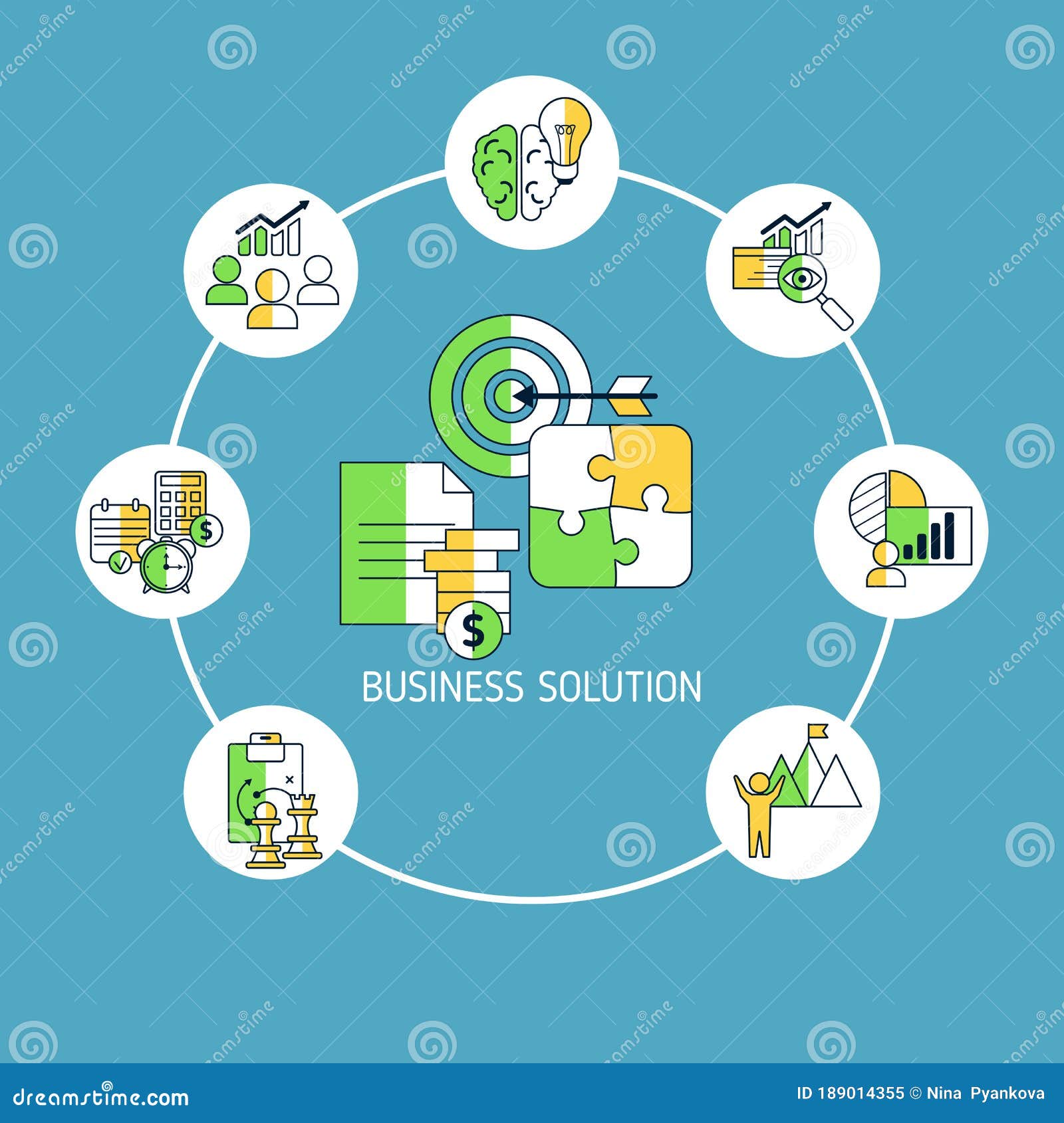 Business Solutions Vector Concept Stock Vector Illustration of green