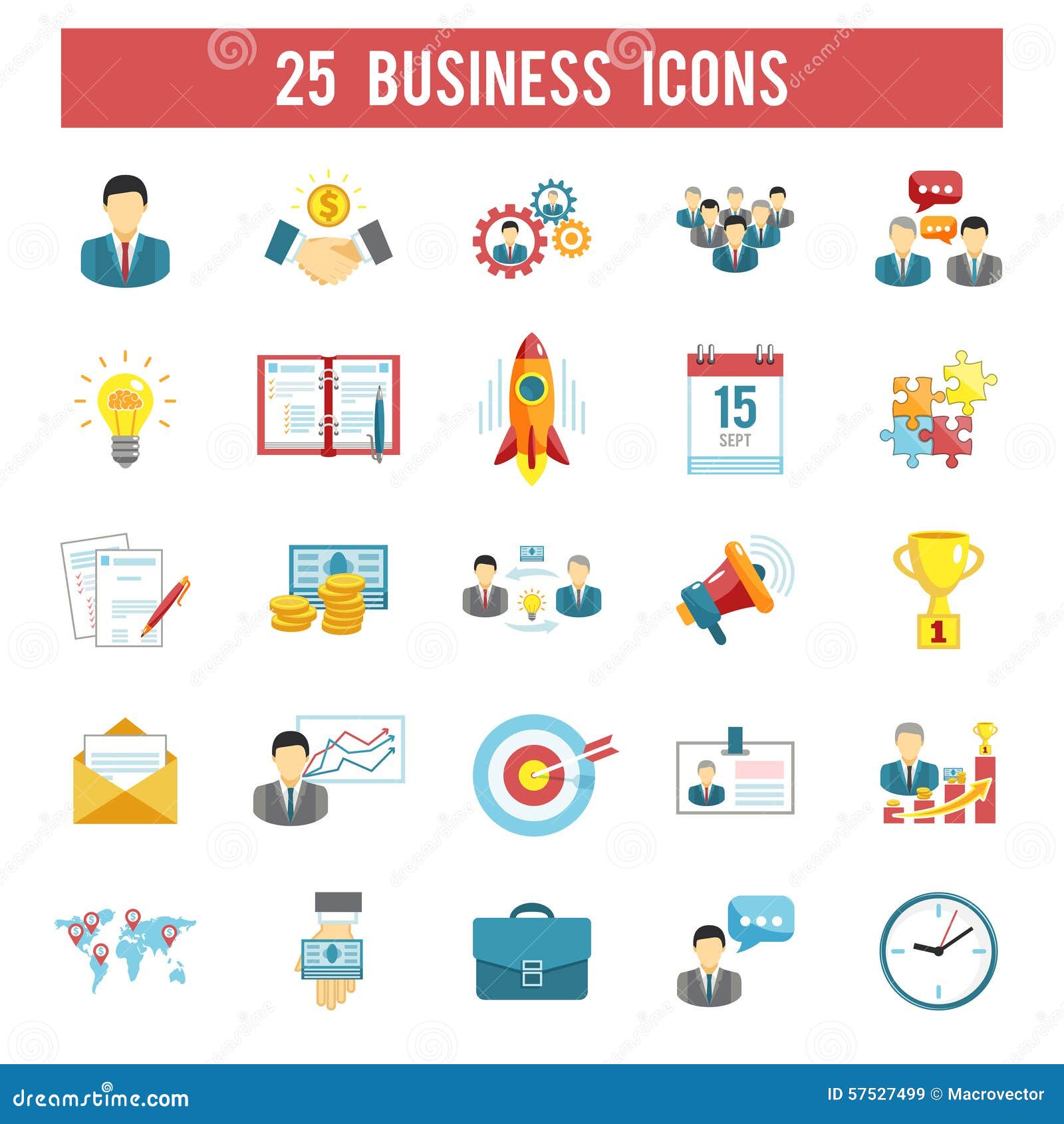 Business Startup Flat Icons Set Stock Vector - Illustration of abstract