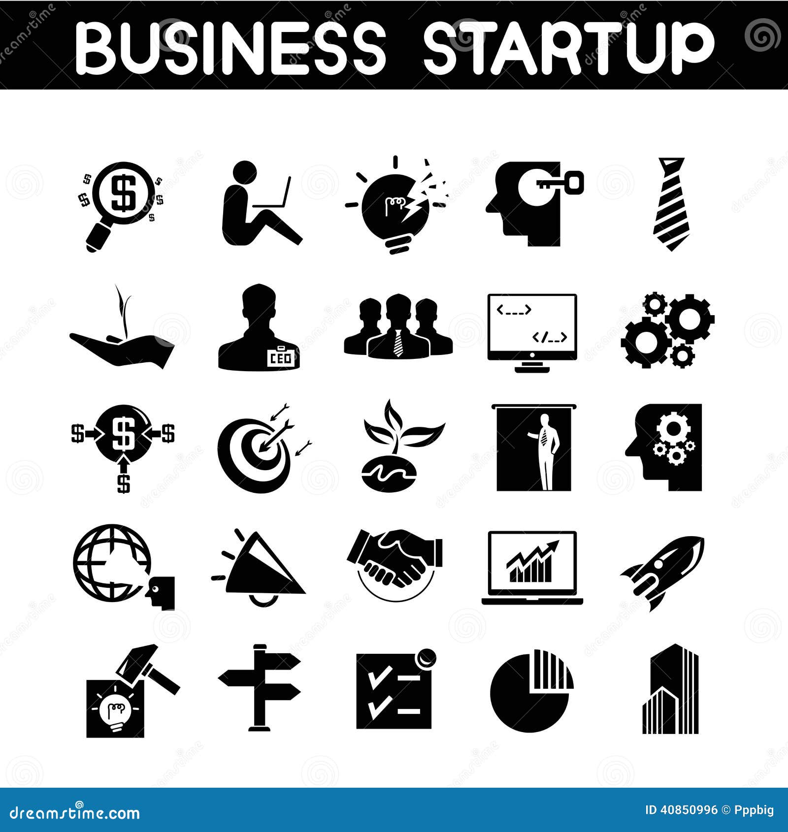 Business startup icons stock illustration. Illustration of building