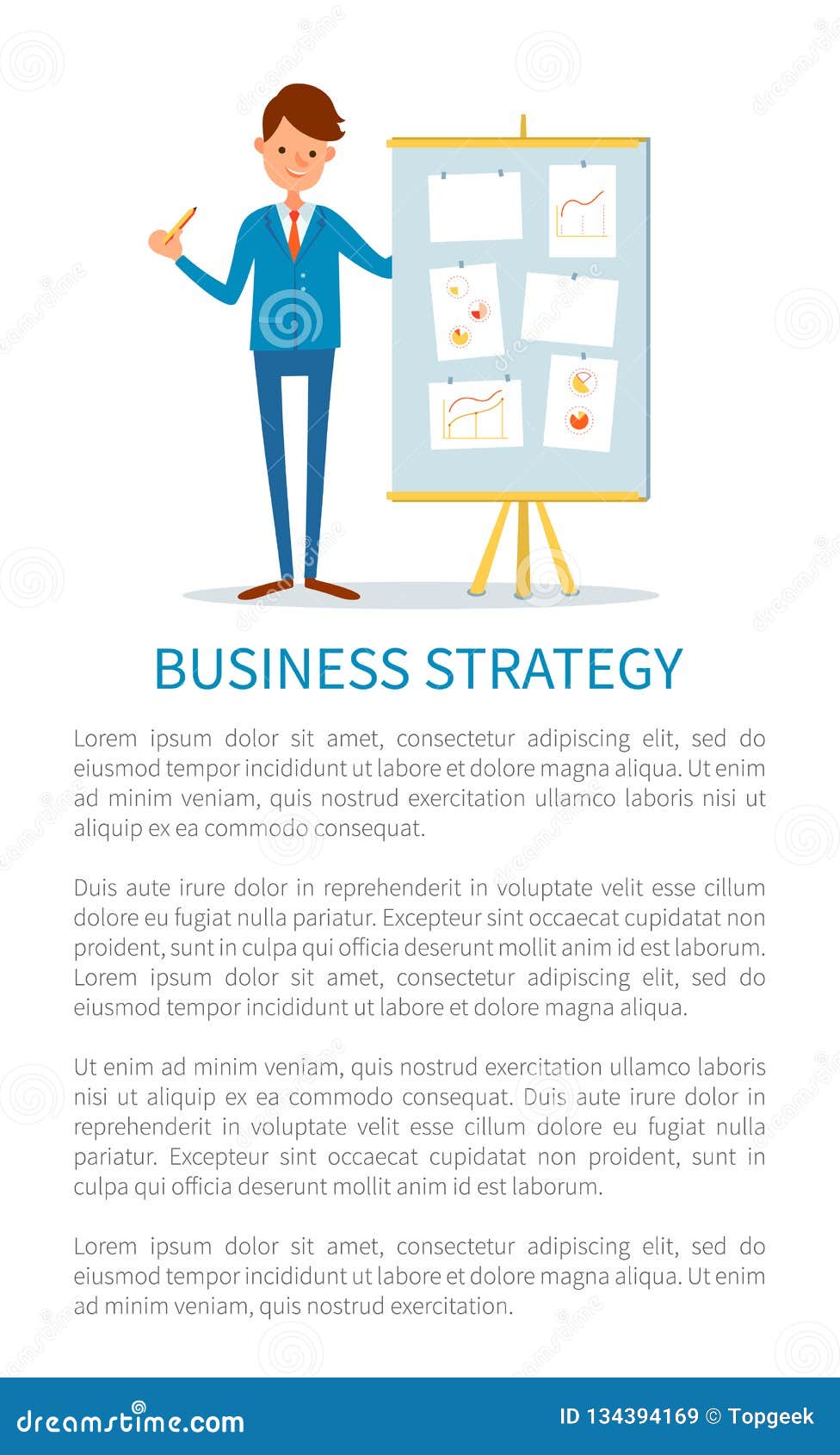 Business Strategy Poster, Businessman at Seminar Stock Vector ...