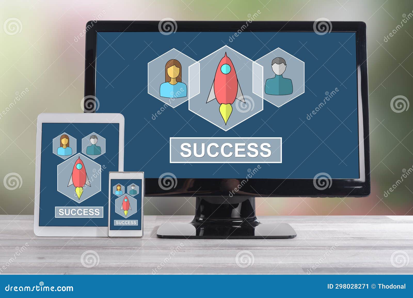 Business Success Concept on Different Devices Stock Image Image of