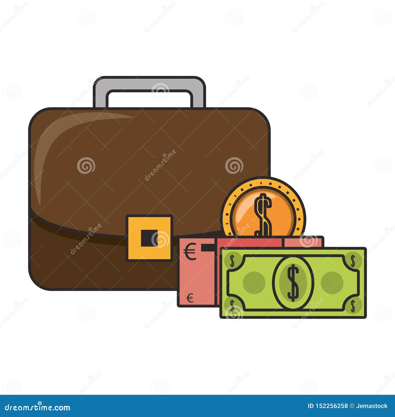 Business Suitcase with Euro and Dollar Cash Stock Vector - Illustration of  euro, design: 152256258