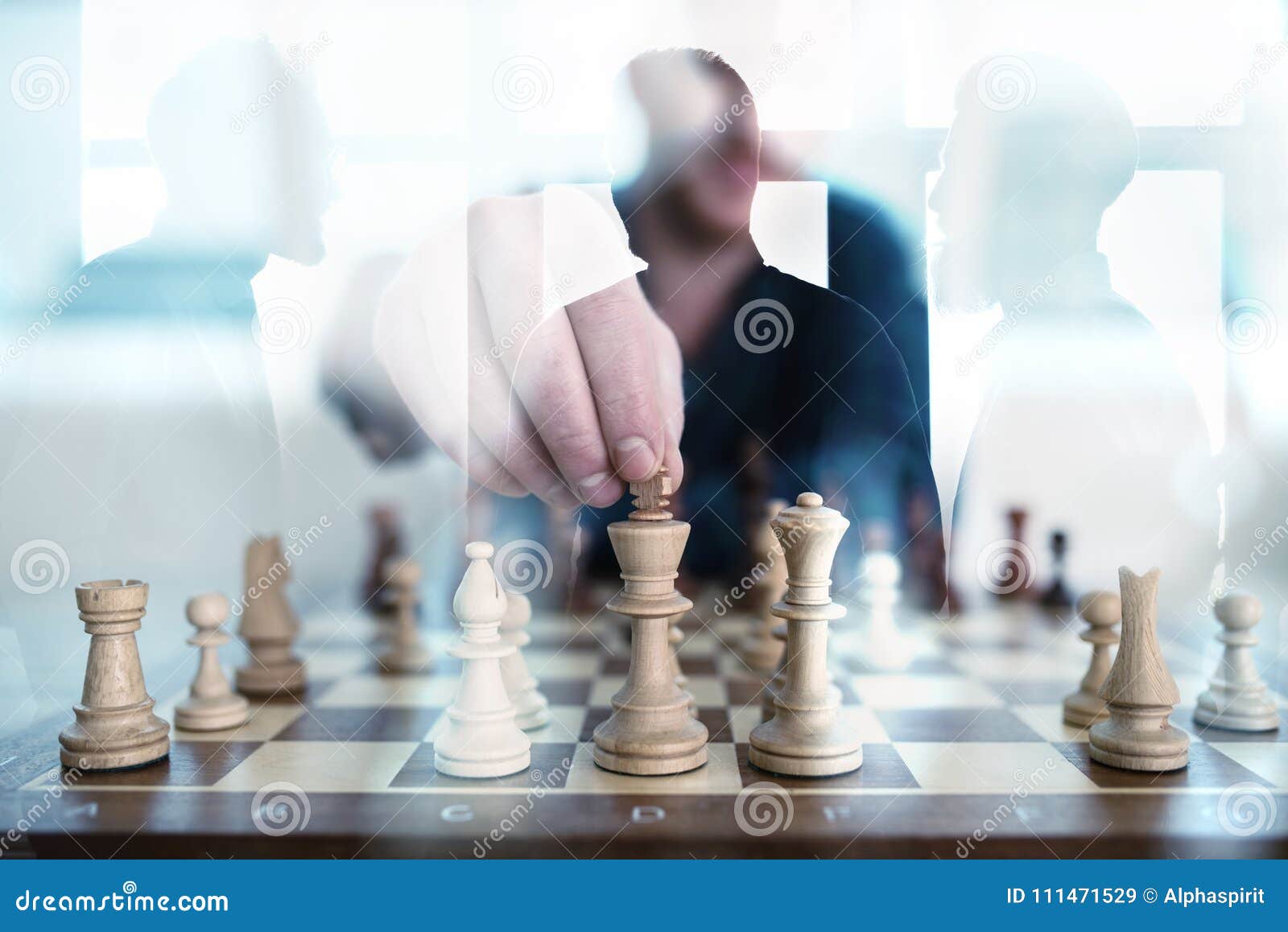 business tactic with chess game and businessmen that work together in office. concept of teamwork, partnership and