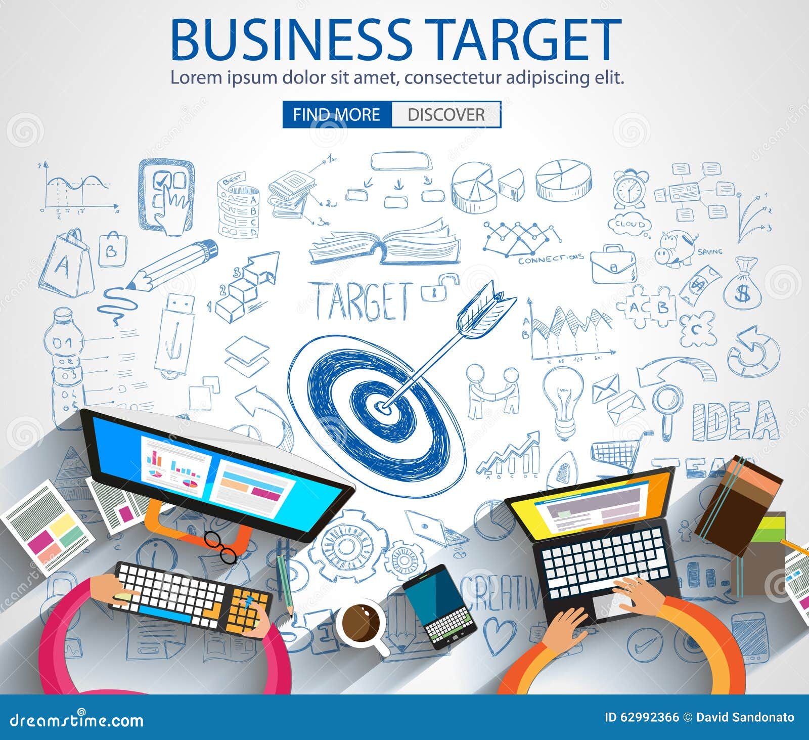 business targe concept with doodle  style