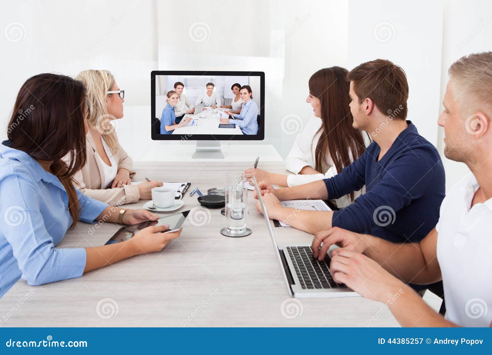 business team attending video conference