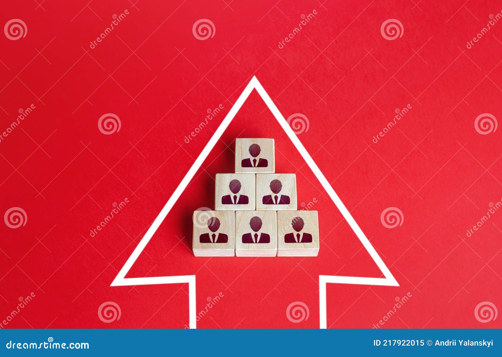 business team group of people made of blocks in direction arrow. strength in unity. teamwork. movement in a single group