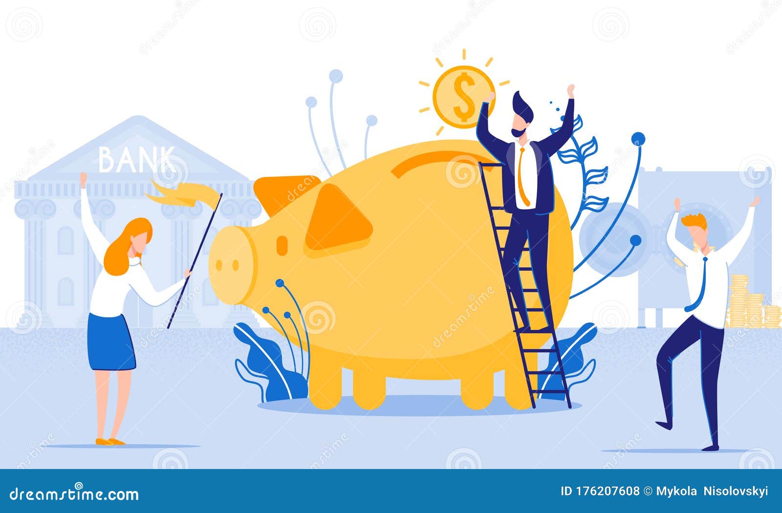 Business Team Happy with Bank Loan for Development Stock Vector