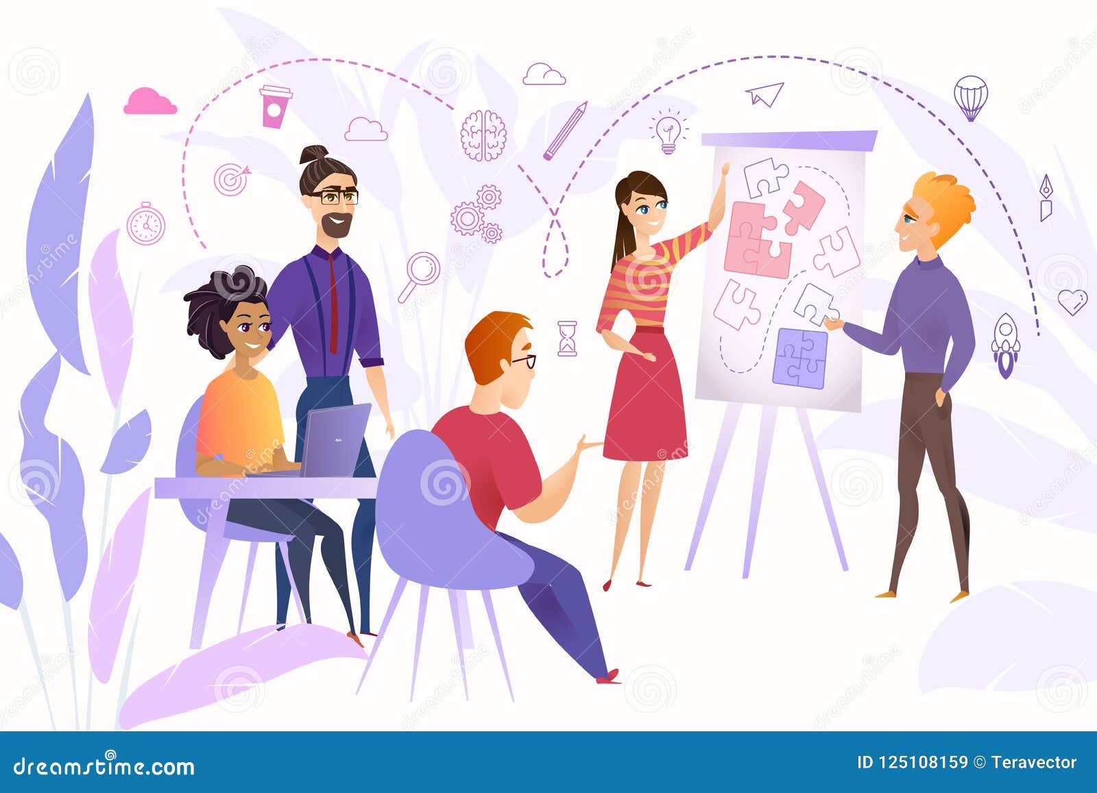 Business Team Brainstorming Cartoon Vector Concept Stock Vector -  Illustration of creative, multinational: 125108159