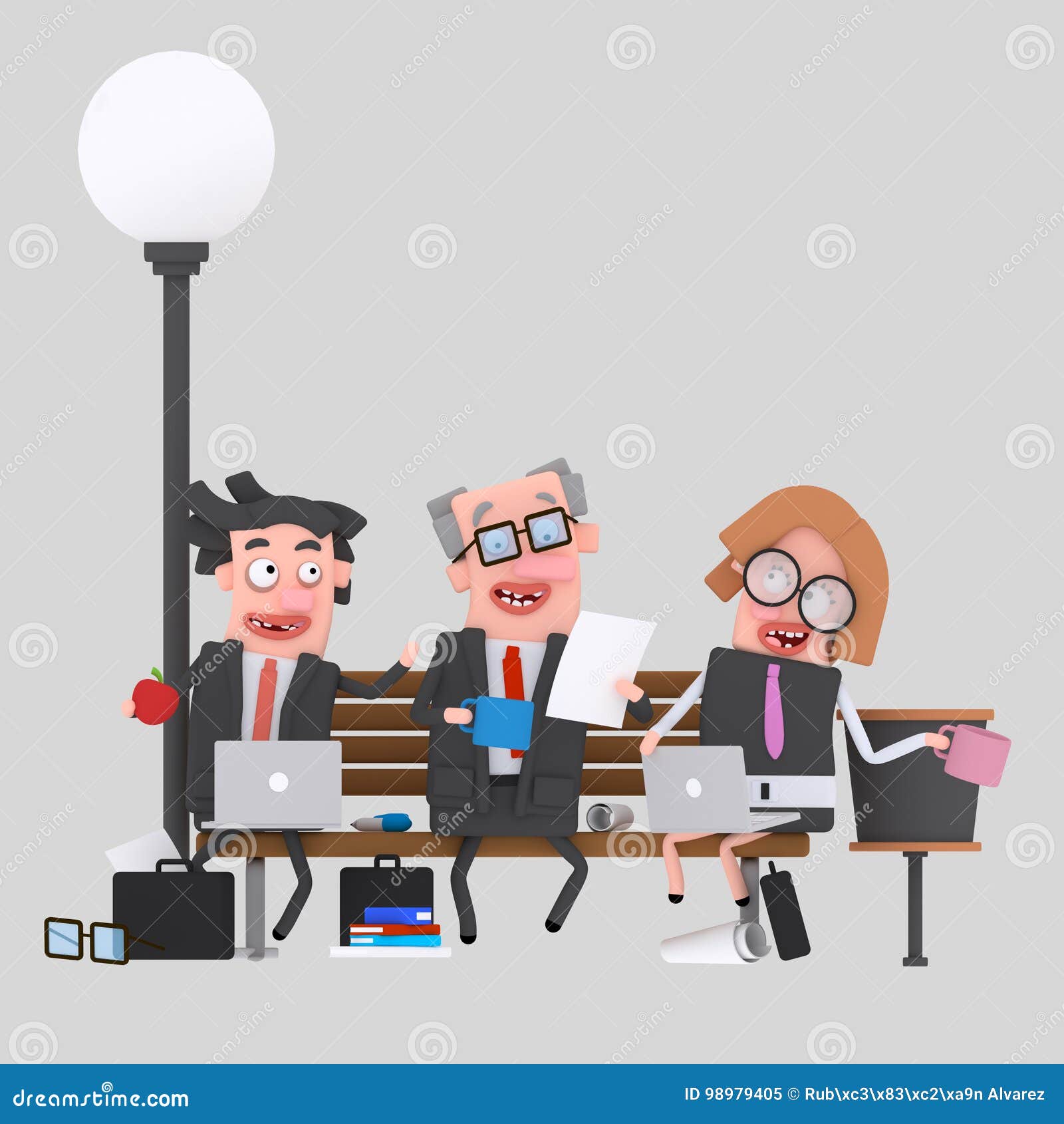 Business Team Work Having Lunch on a Park  Stock Illustration -  Illustration of background, cartoon: 98979405
