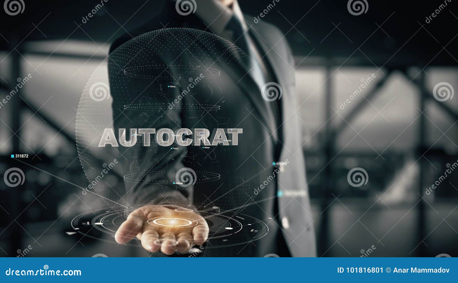 autocrat with hologram businessman concept