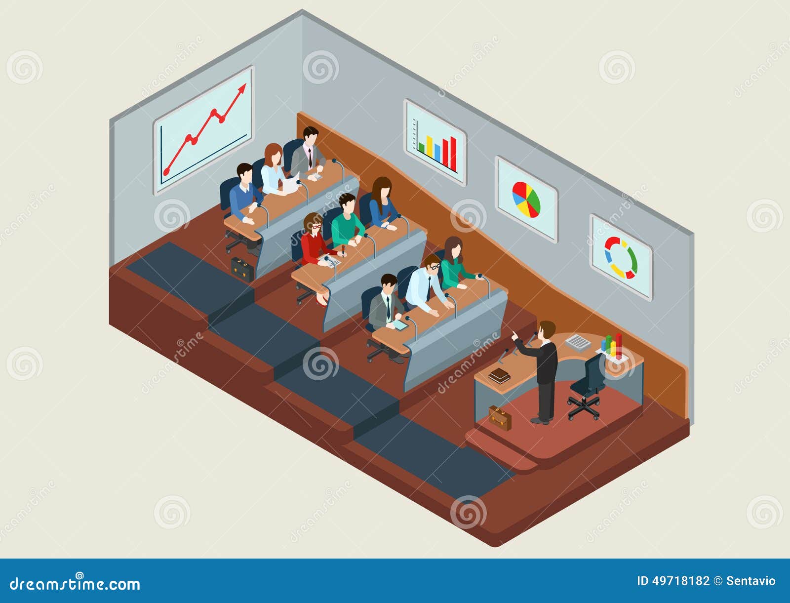 Business Training Education Concept Flat 3d Web Isometric Stock ...