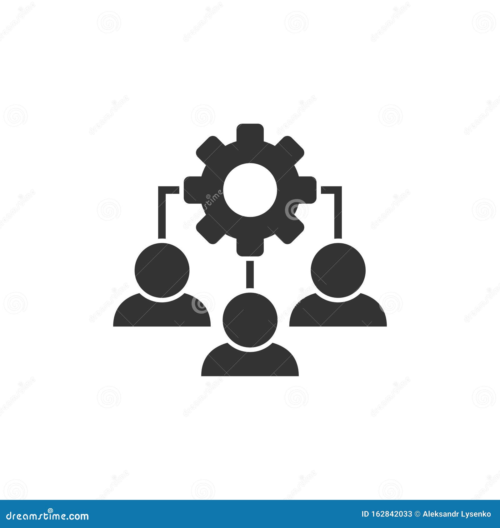 Business Training Icon In Flat Style. Gear With People Vector