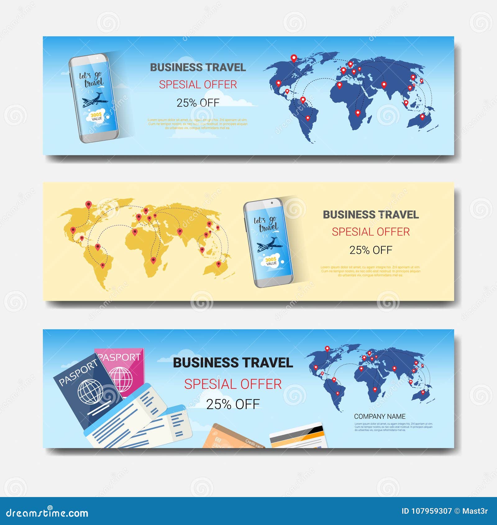 business travel special offer set of template horizontal banners